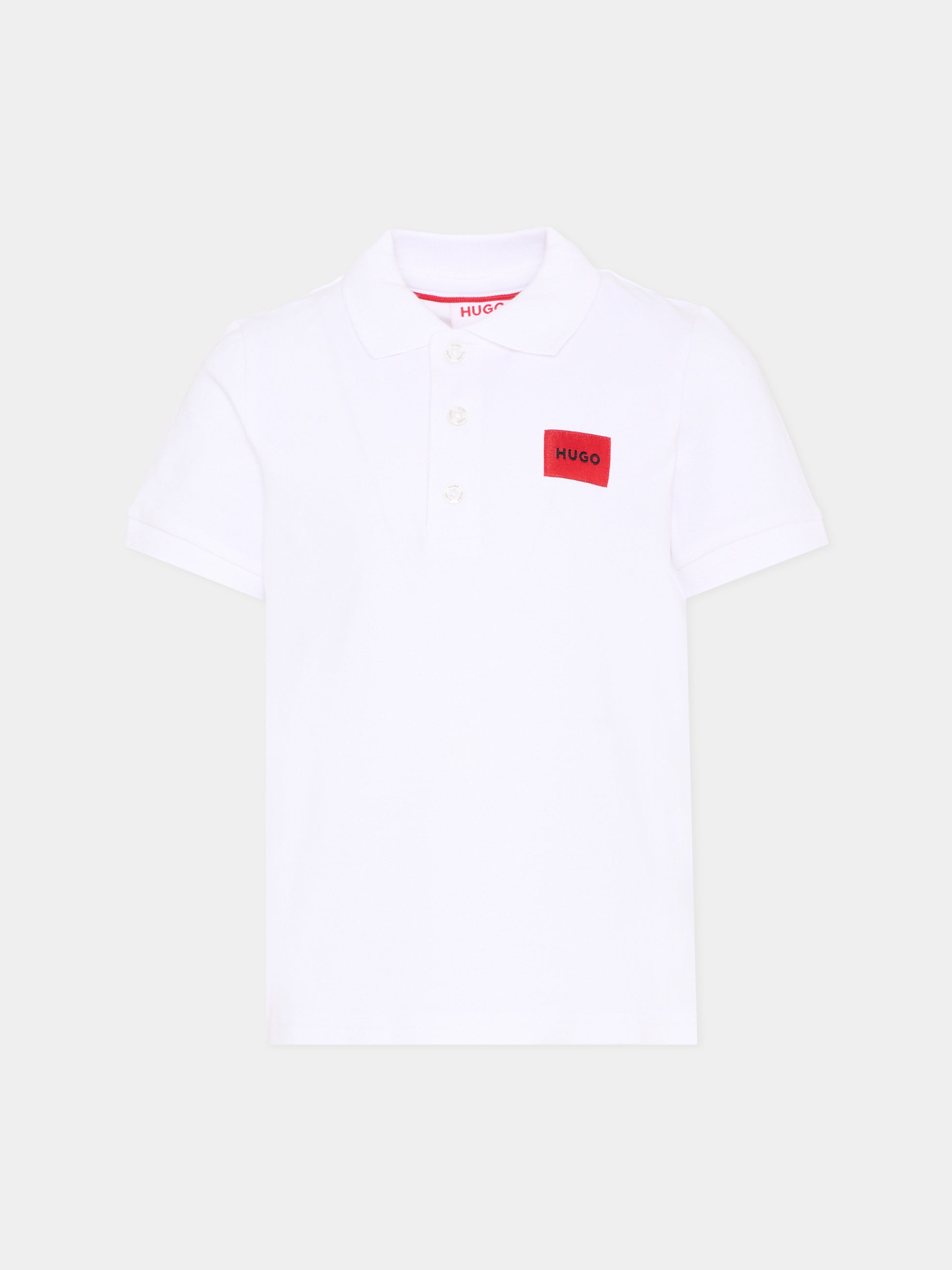 Polo bianca HUGO per bambino con logo,Hugo,G01186 10P