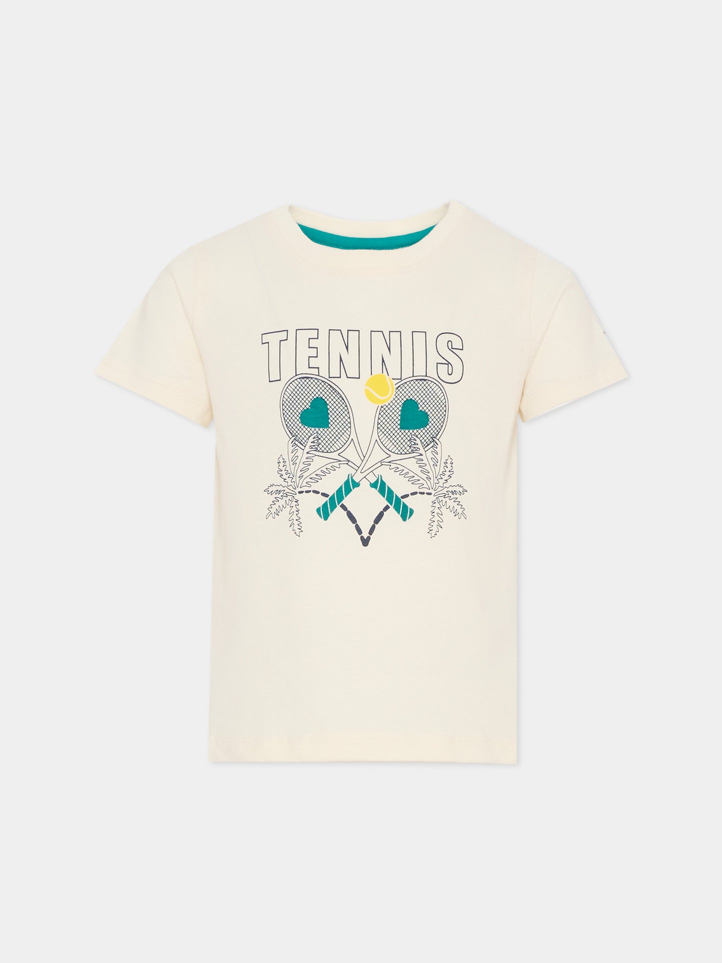 T-shirt avorio per bambina con racchette da tennis,Kids Around,L00001 126