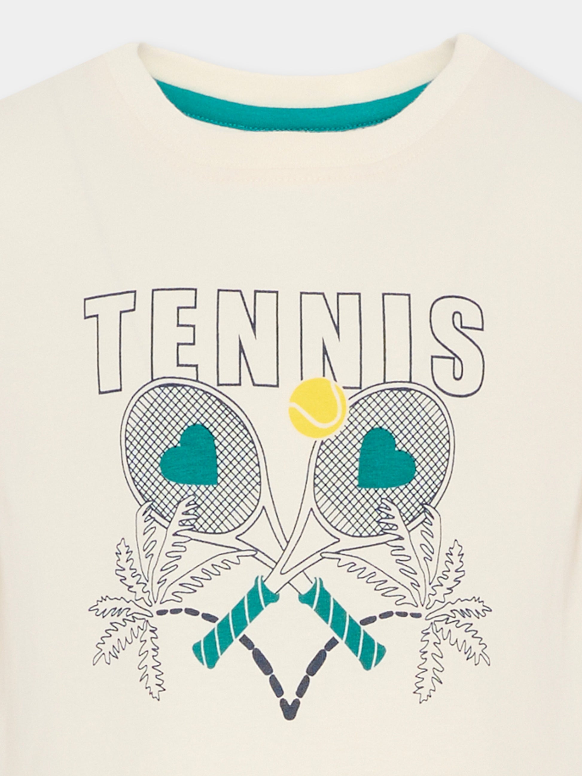 T-shirt avorio per bambina con racchette da tennis,Kids Around,L00001 126
