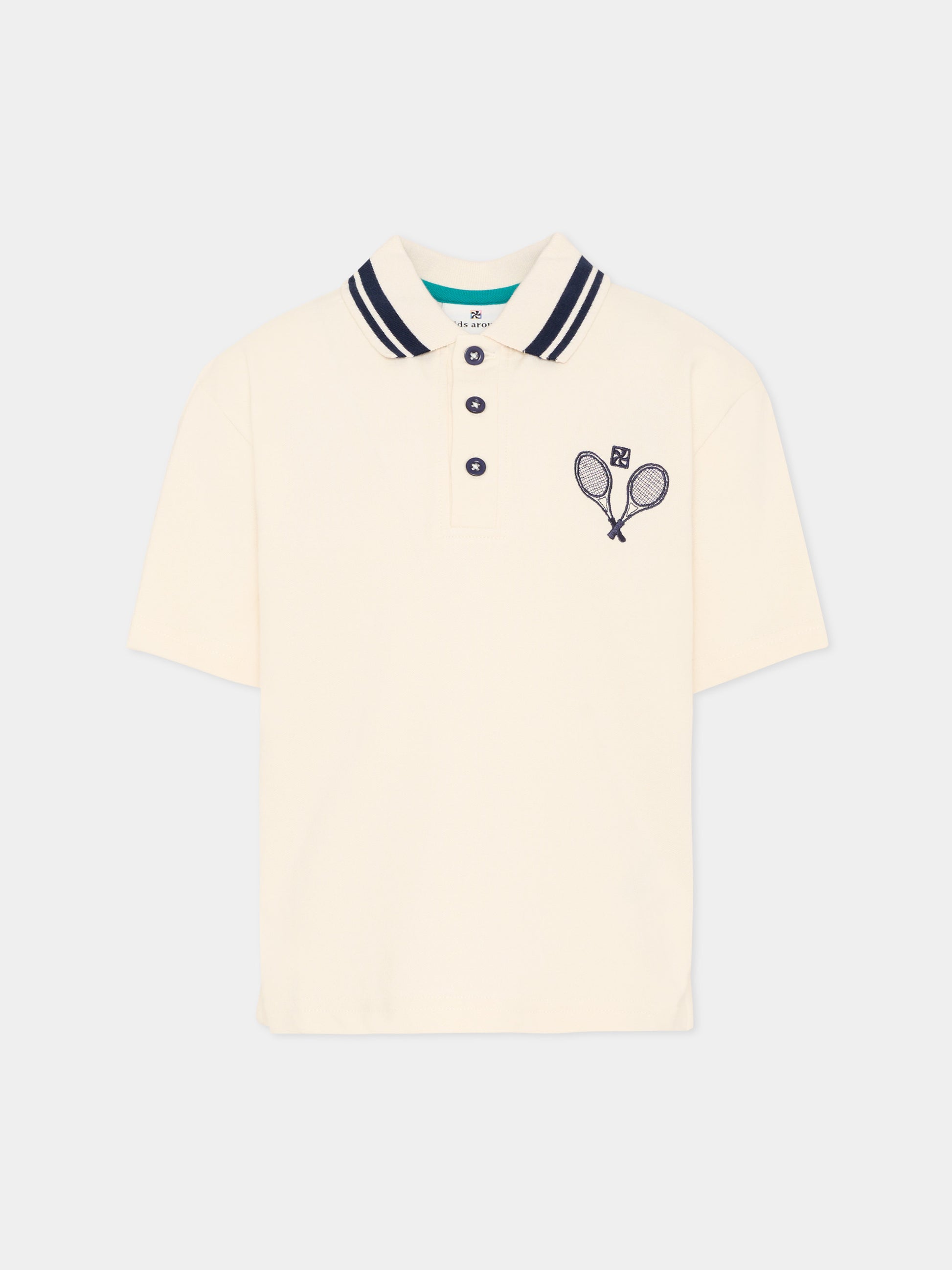 Polo avorio per bambini stampa tennis,Kids Around,L00040 148