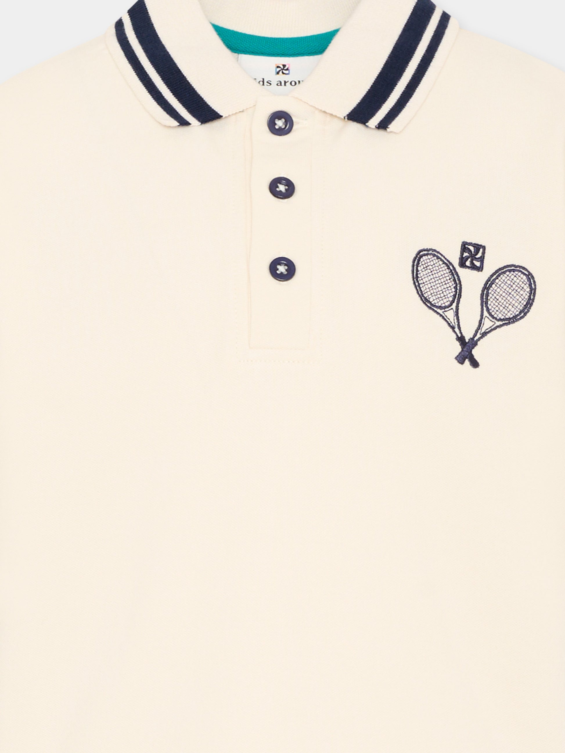 Polo avorio per bambini stampa tennis,Kids Around,L00040 148