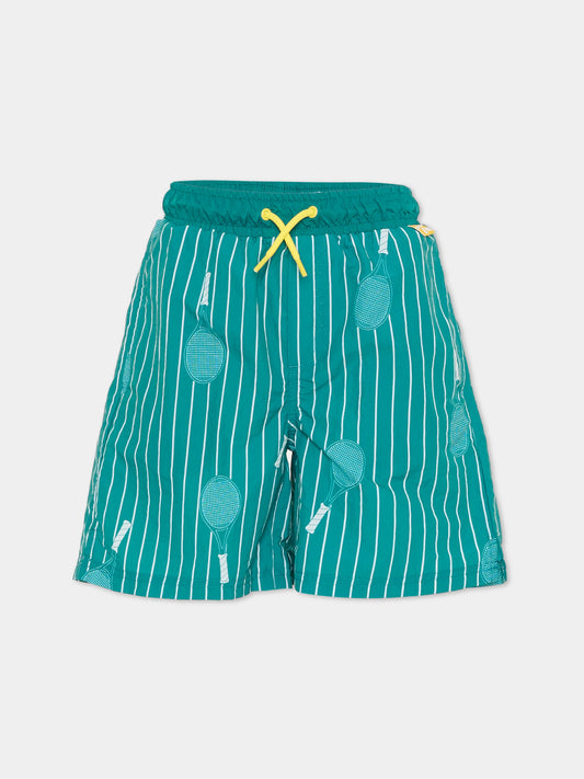 Boxer mare verde per bambino con racchetta da tennis,Kids Around,L00072 627