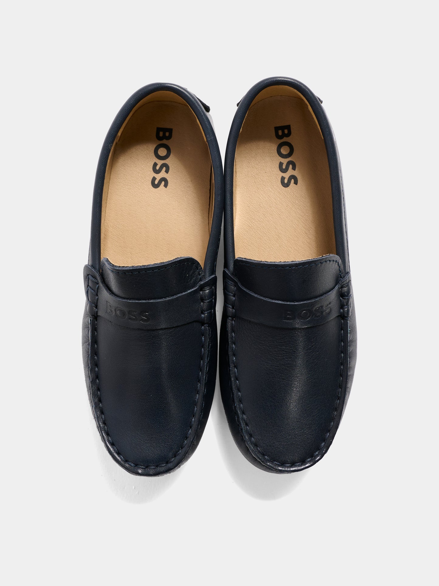 Mocassini blu per bambino con logo,Boss,J52808 862