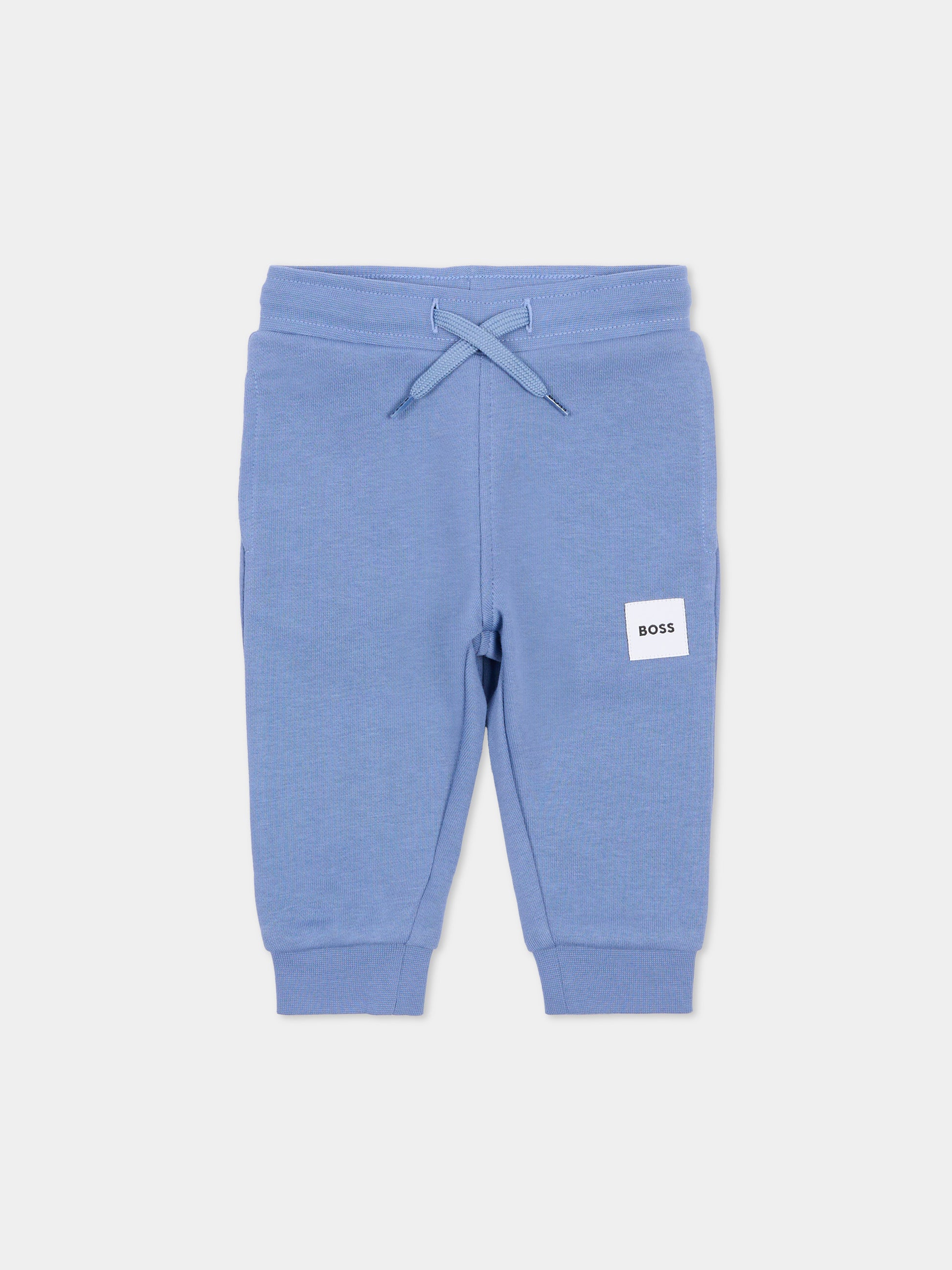 Pantaloni celesti per neonato con patch,Boss,J52853 881