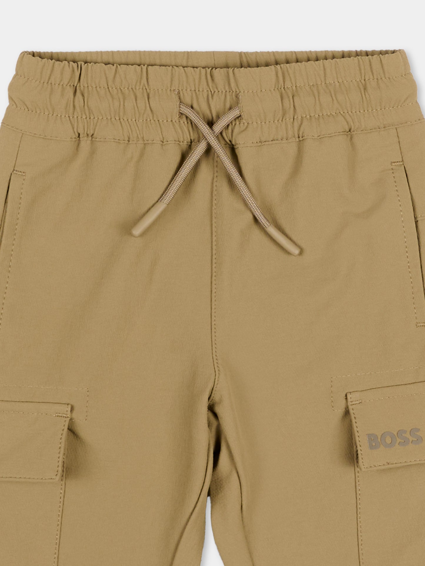 Pantalone beige per neonato con tasche cargo,Boss,J52855 295