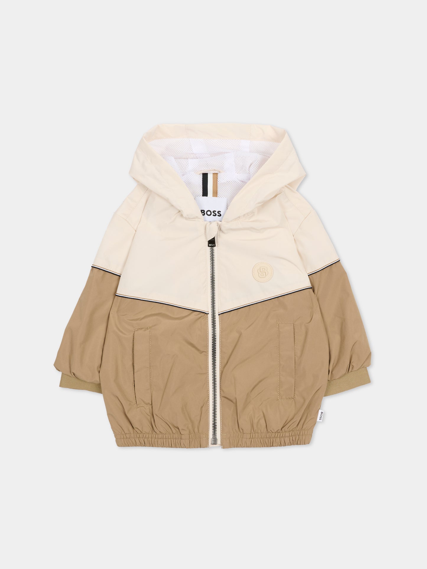 Giacca a vento beige per neonato con logo,Boss,J52860 295