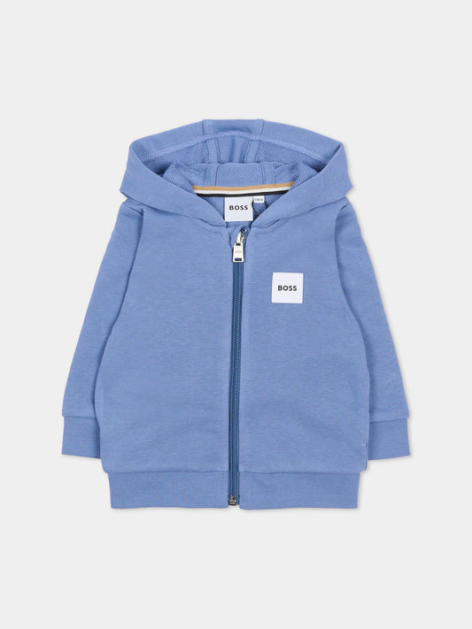 Felpa blu per neonato con patch,Boss,J52866 881