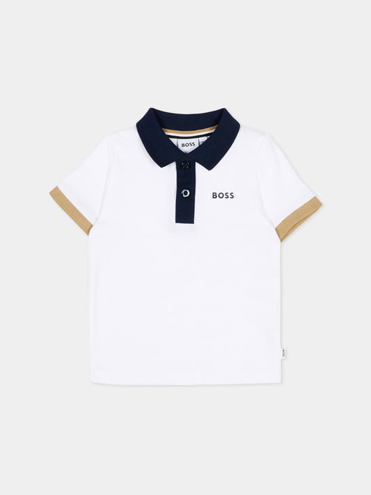 Polo bianca per neonato con logo,Boss,J52878 10P