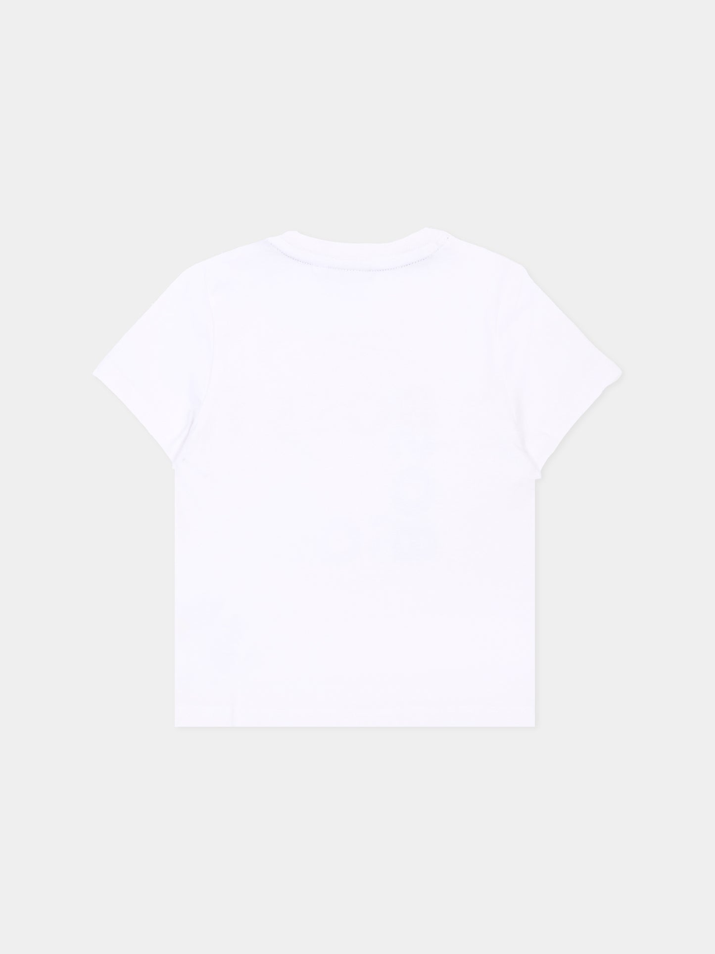 T-shirt bianca per neonato con logo a pois,Boss,J52882 10P