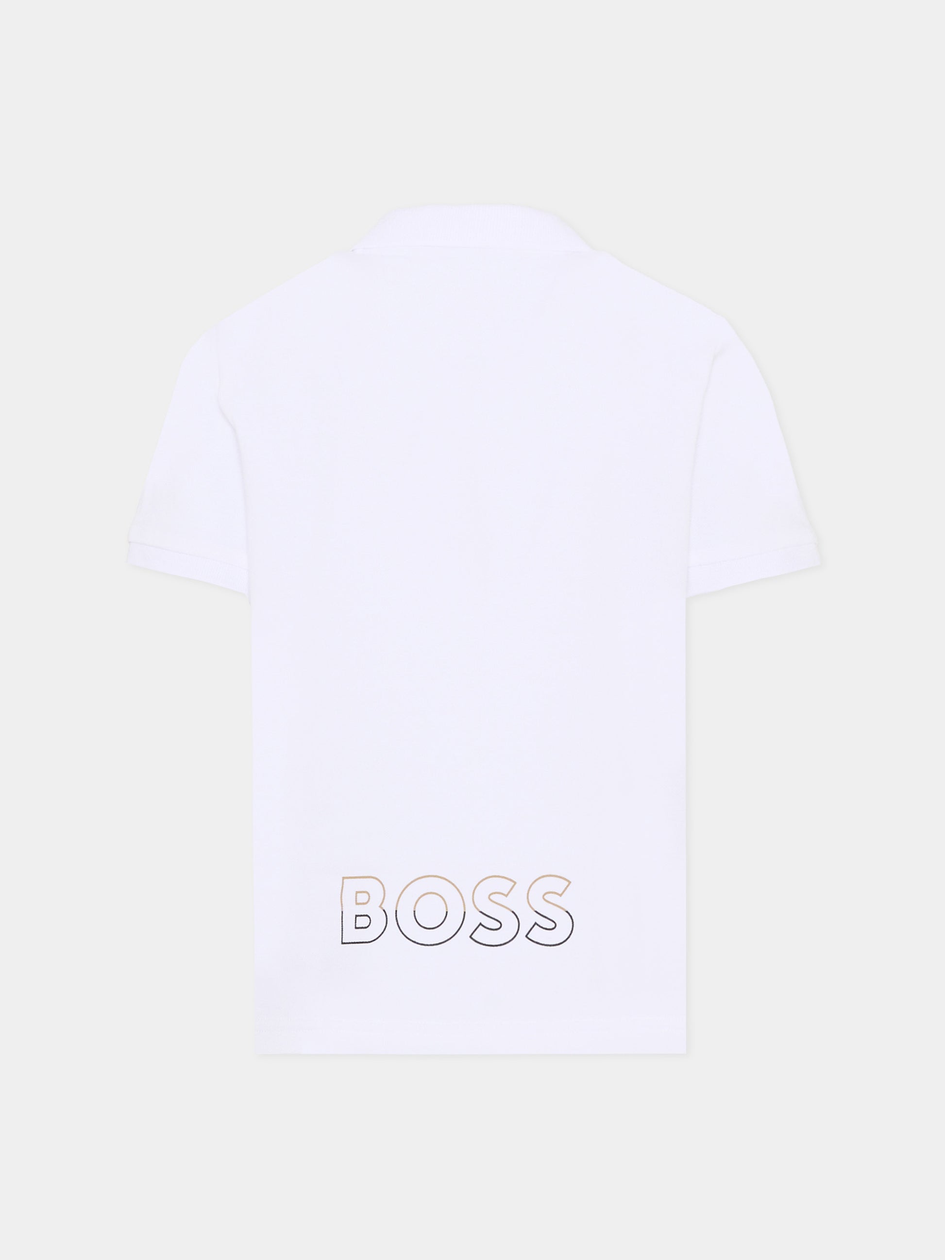 Polo bianca per bambino con logo,Boss,J52954 10P