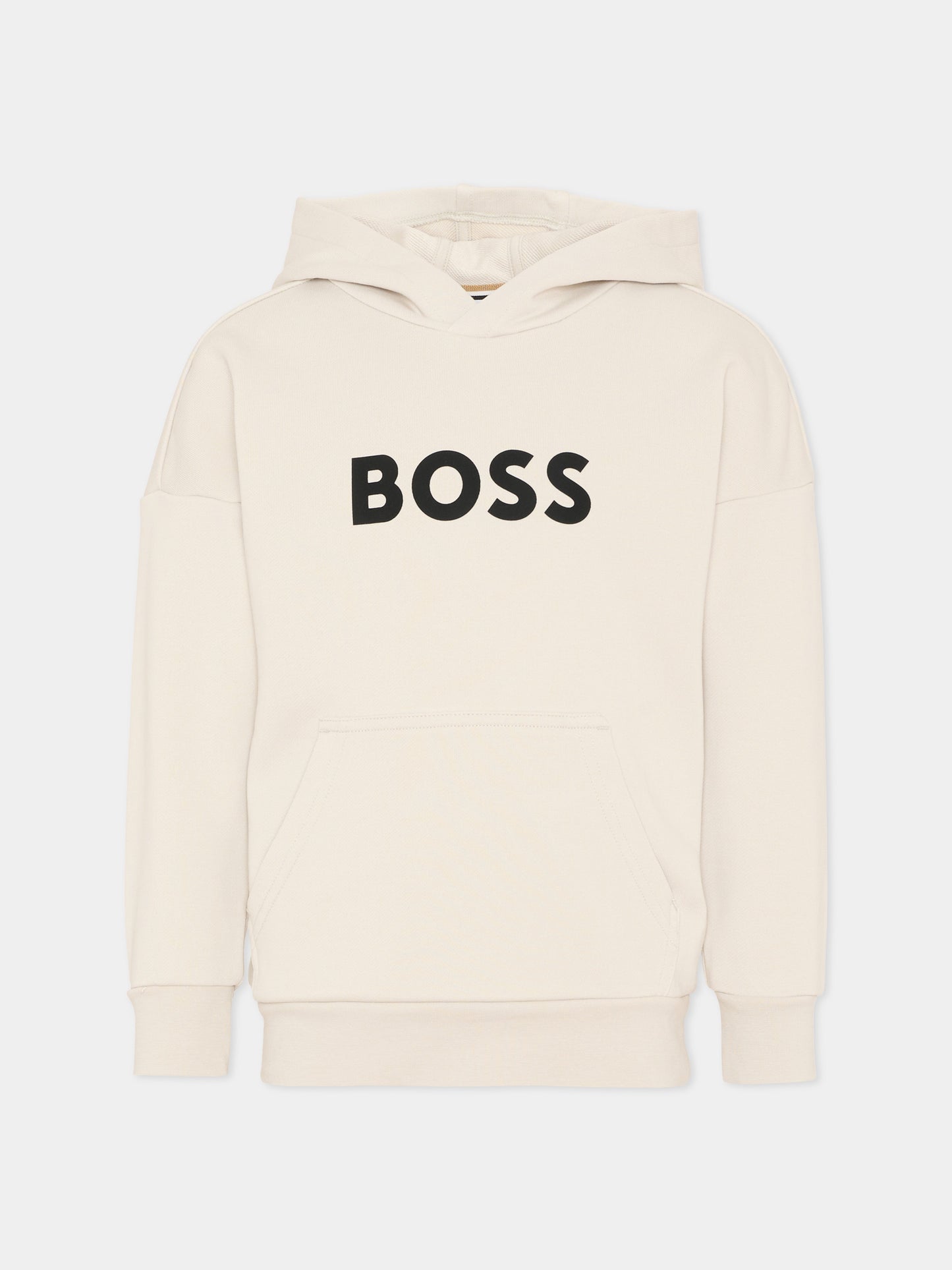 Felpa beige BOSS per bambino con logo,Boss,J52969 130