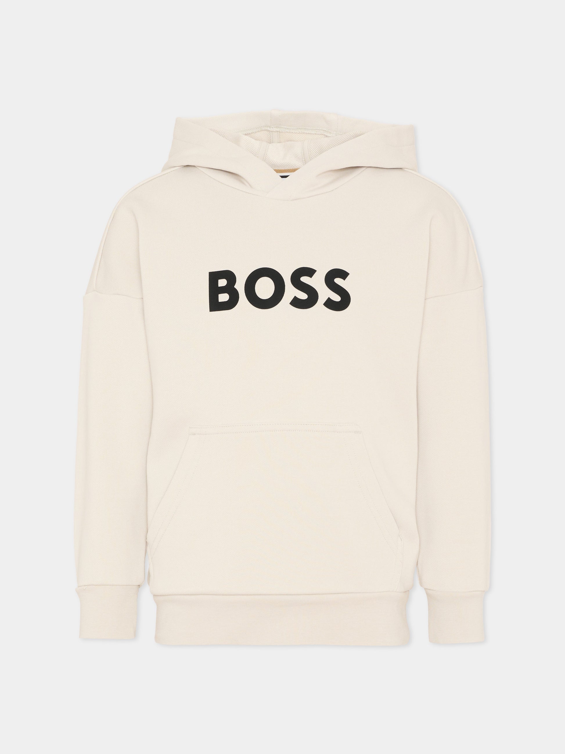 Felpa beige BOSS per bambino con logo,Boss,J52969 130