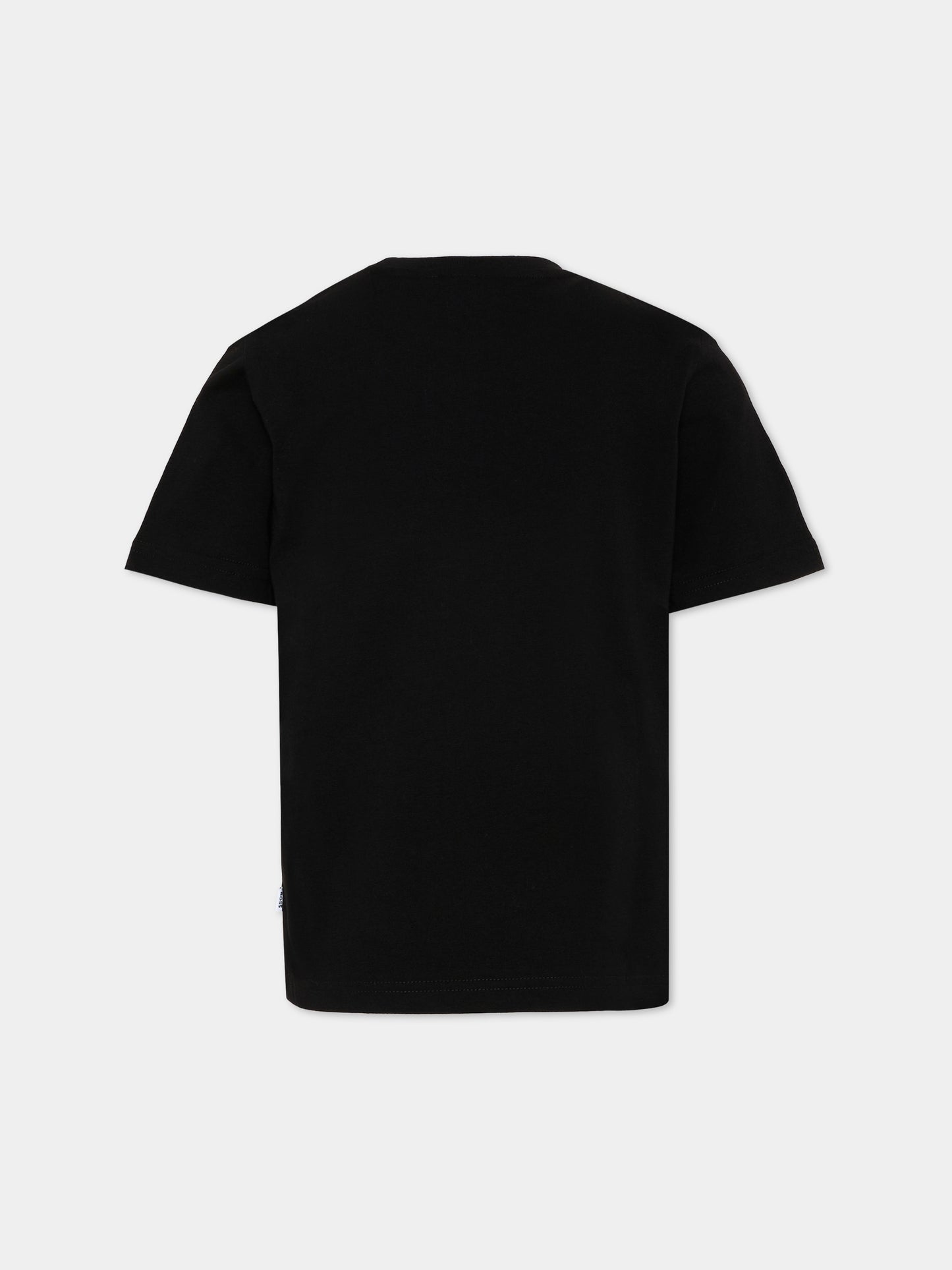 T-Shirt nera per bambino con bande,Boss,J52979 09B