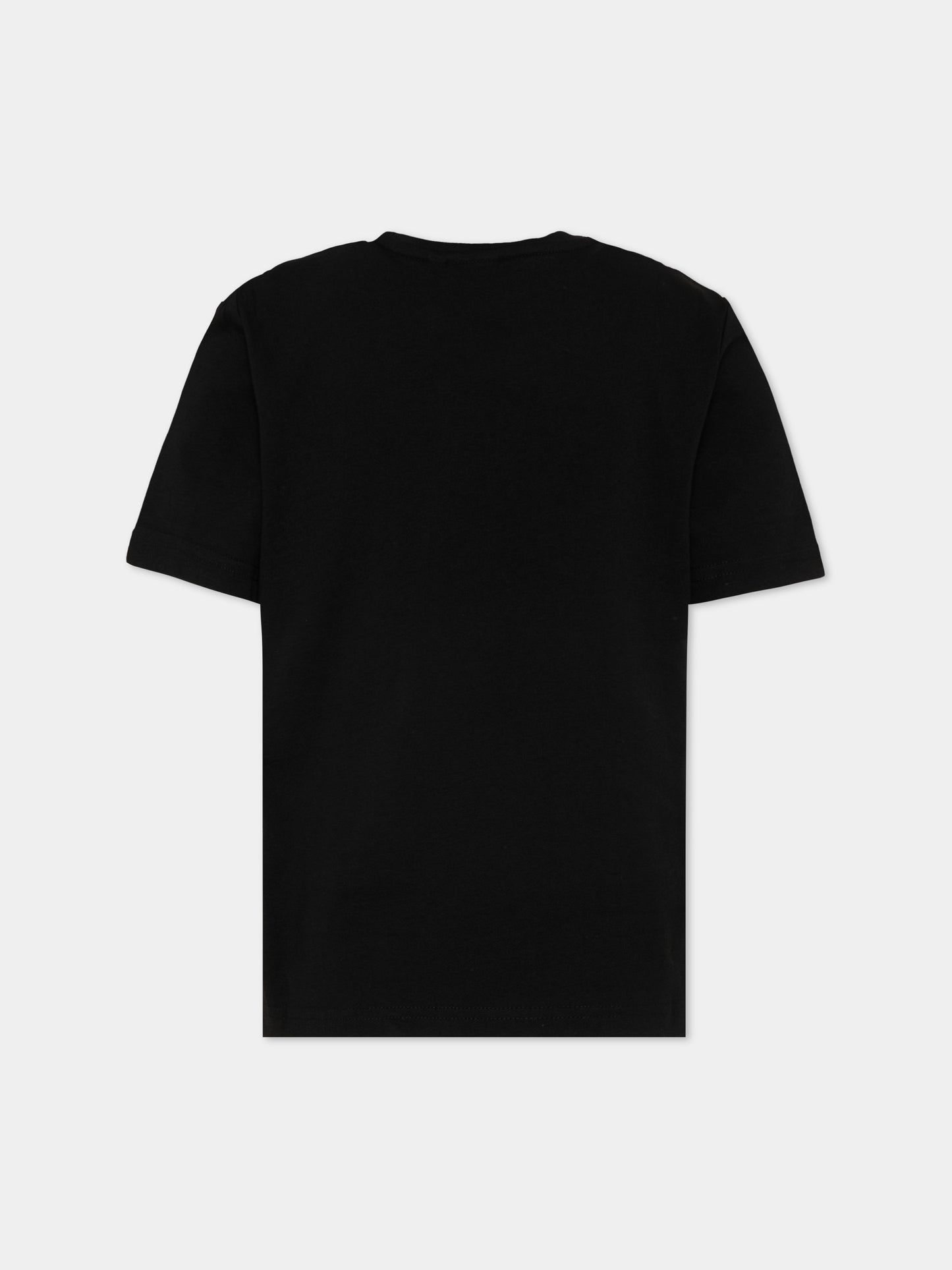 T-Shirt nera con logo frontale per bambino,Boss,J52982 09B