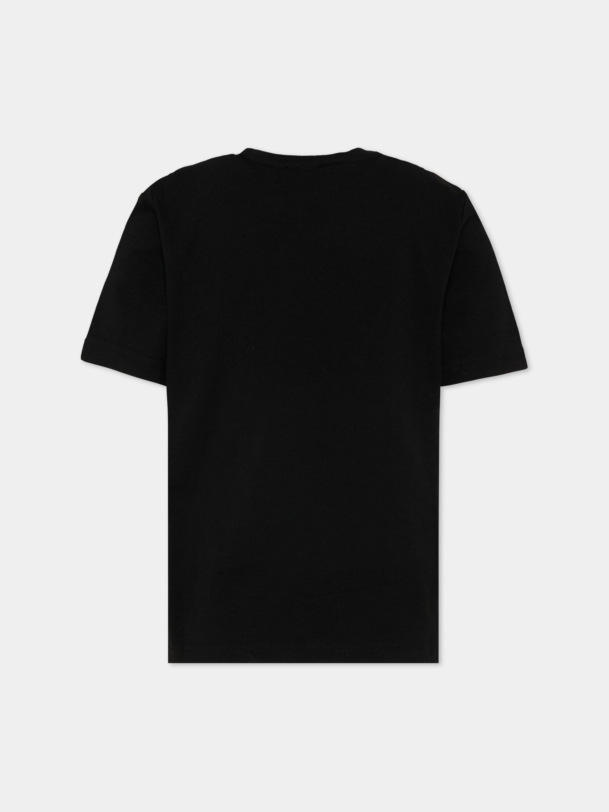 T-Shirt nera con logo frontale per bambino,Boss,J52982 09B