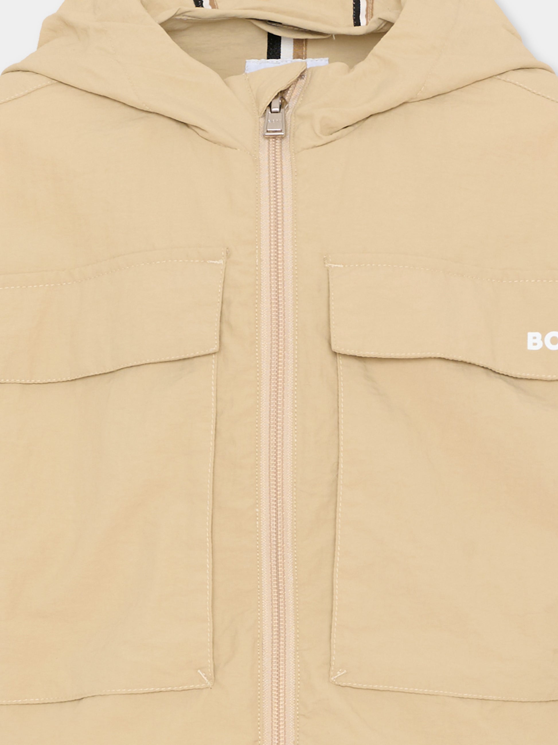 Giacche a vento beige per bambino logo,Boss,J52998 249