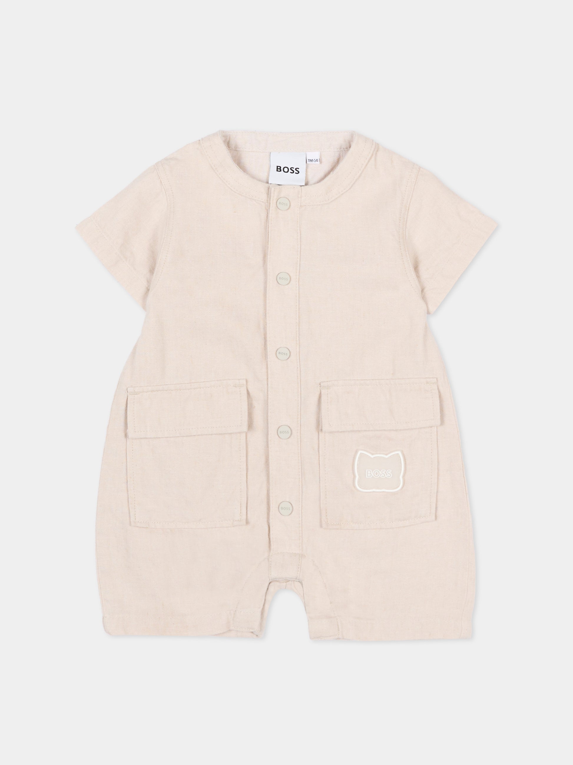 Pagliaccetto avorio per neonato con logo,Boss,J53030 130