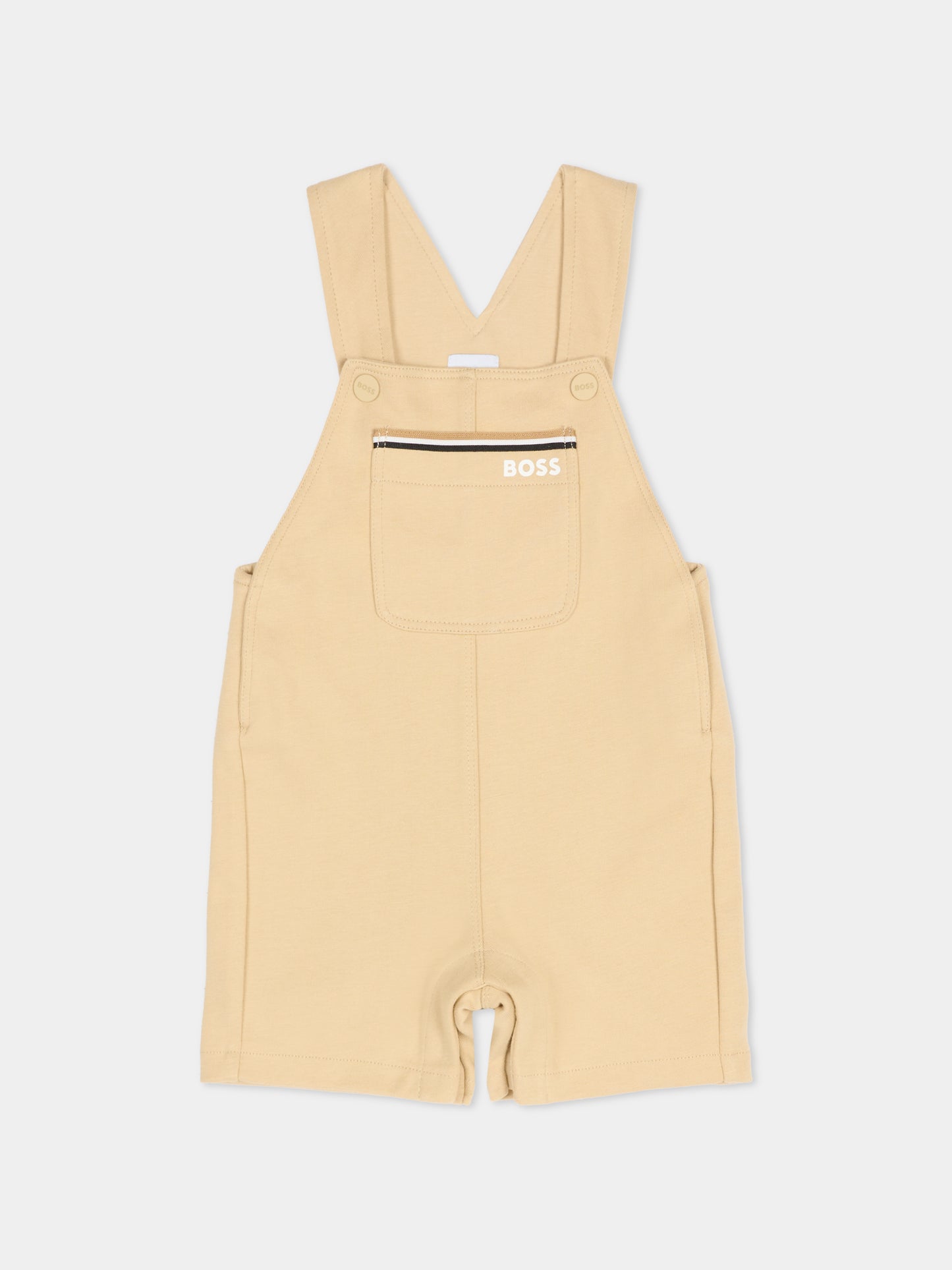 Salopette beige per neonato con logo,Boss,J53035 249
