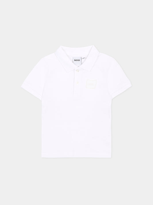 Polo bianca per neonato con logo,Boss,J53037 10P