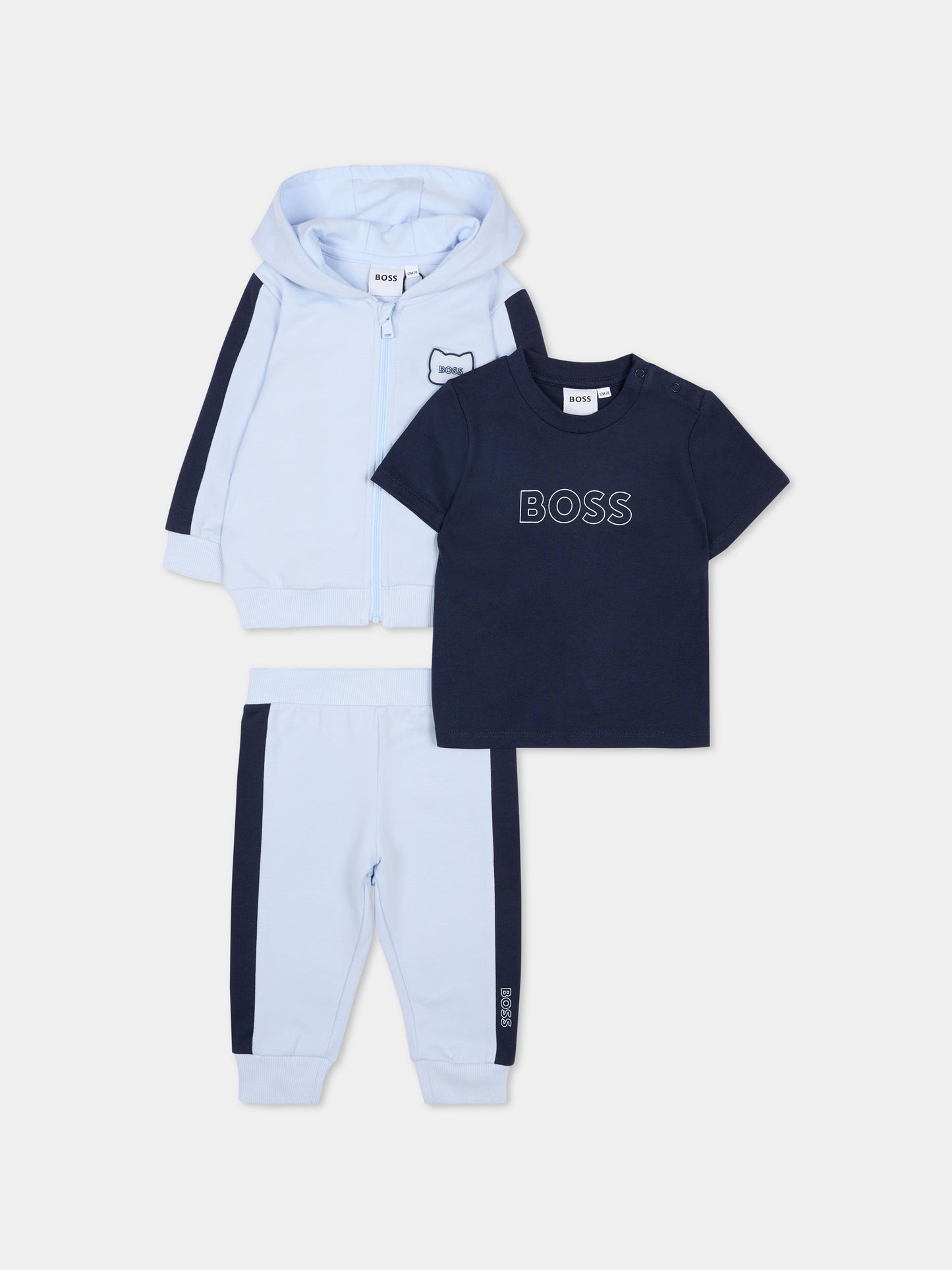 Completo celeste per neonato con logo e panda,Boss,J53051 771