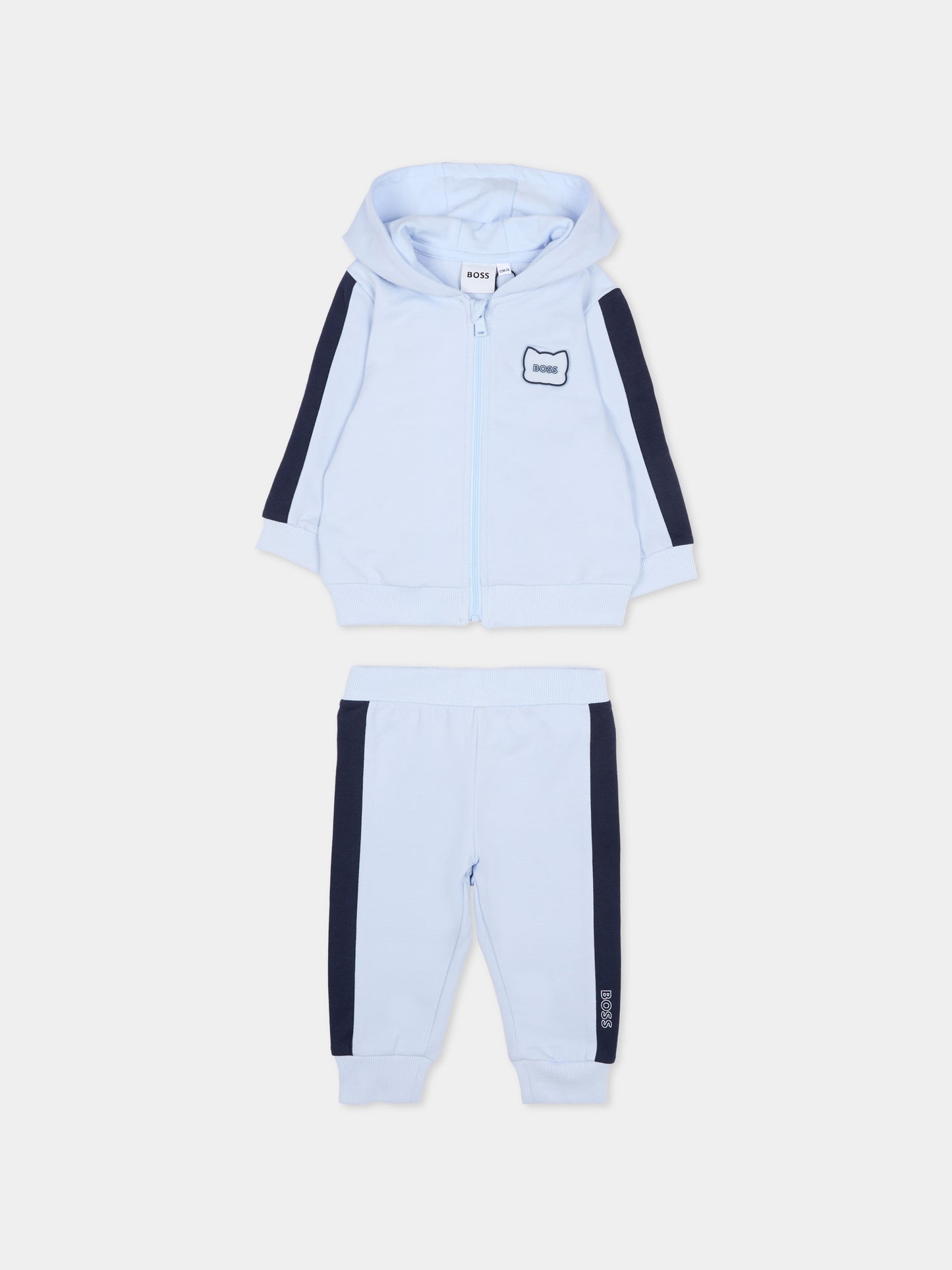 Completo celeste per neonato con logo e panda,Boss,J53051 771