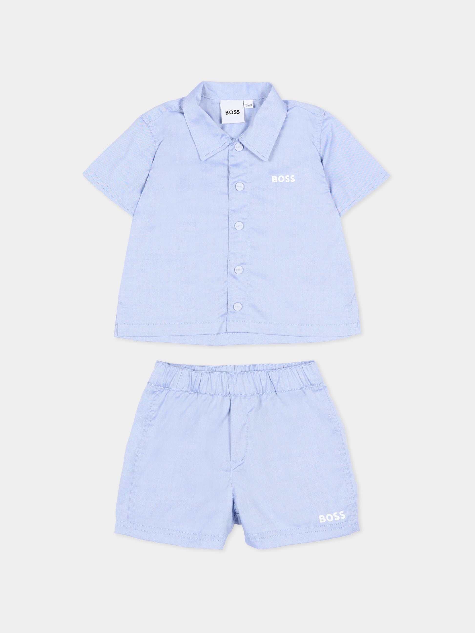 Completo sportivo celeste per neonato con logo,Boss,J53054 813