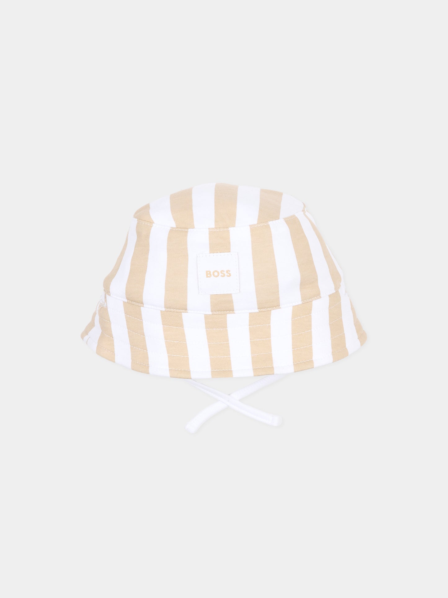 Cloche reversibile beige per neonato con logo,Boss,J53097 249