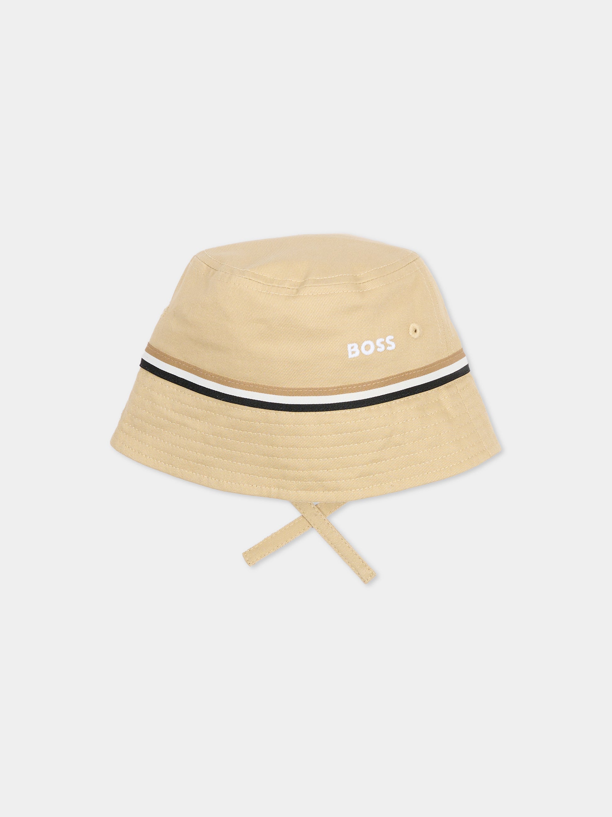 Cloche beige per neonato con logo,Boss,J53100 249