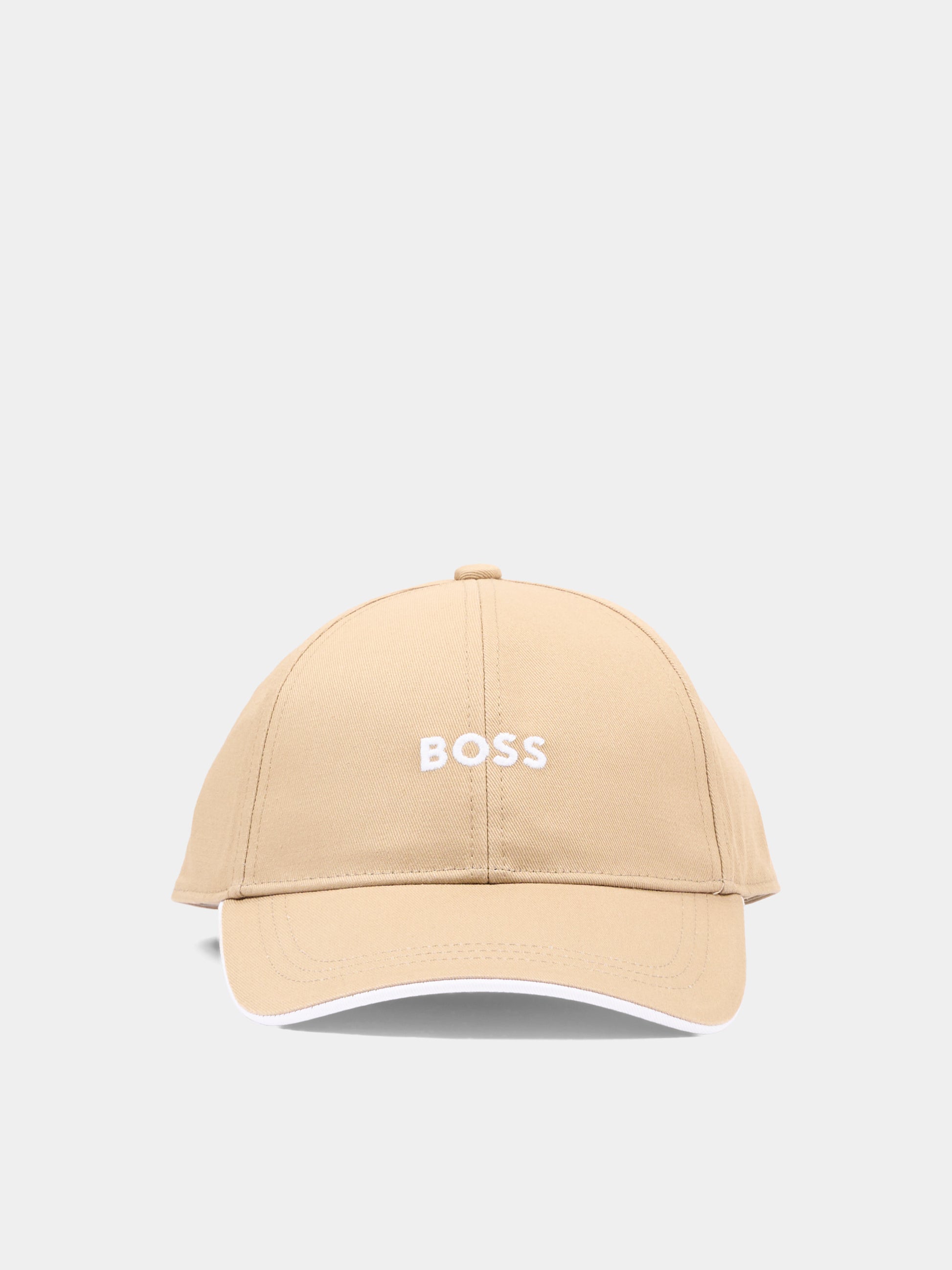 Cappello con visiera beige per bambino con logo,Boss,J53115 249