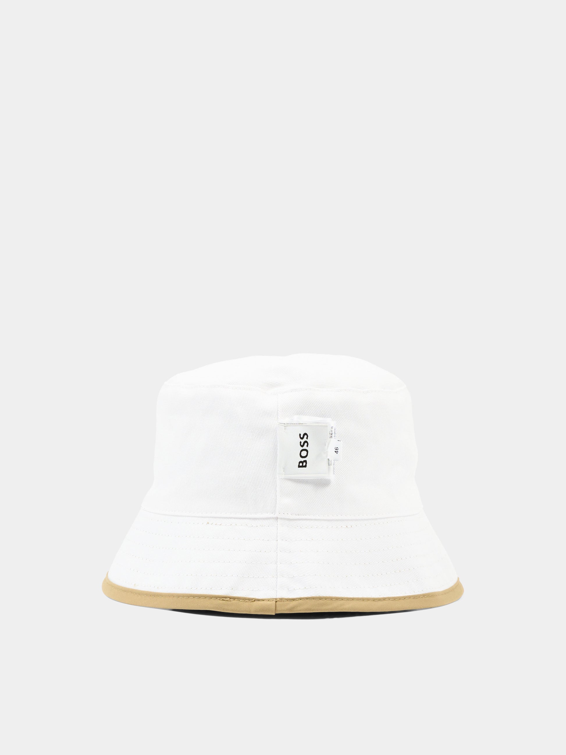 Cloche beige per neonato reversibile con logo,Boss,J53140 295