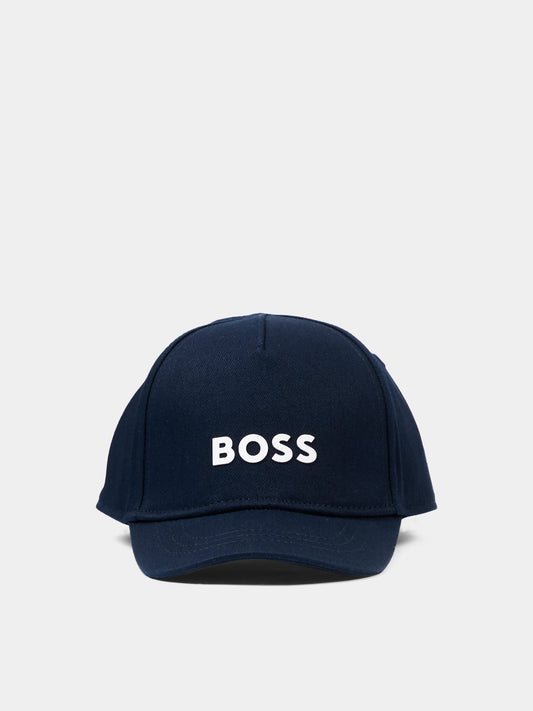 Cappello blu per neonato con logo,Boss,J53141 849