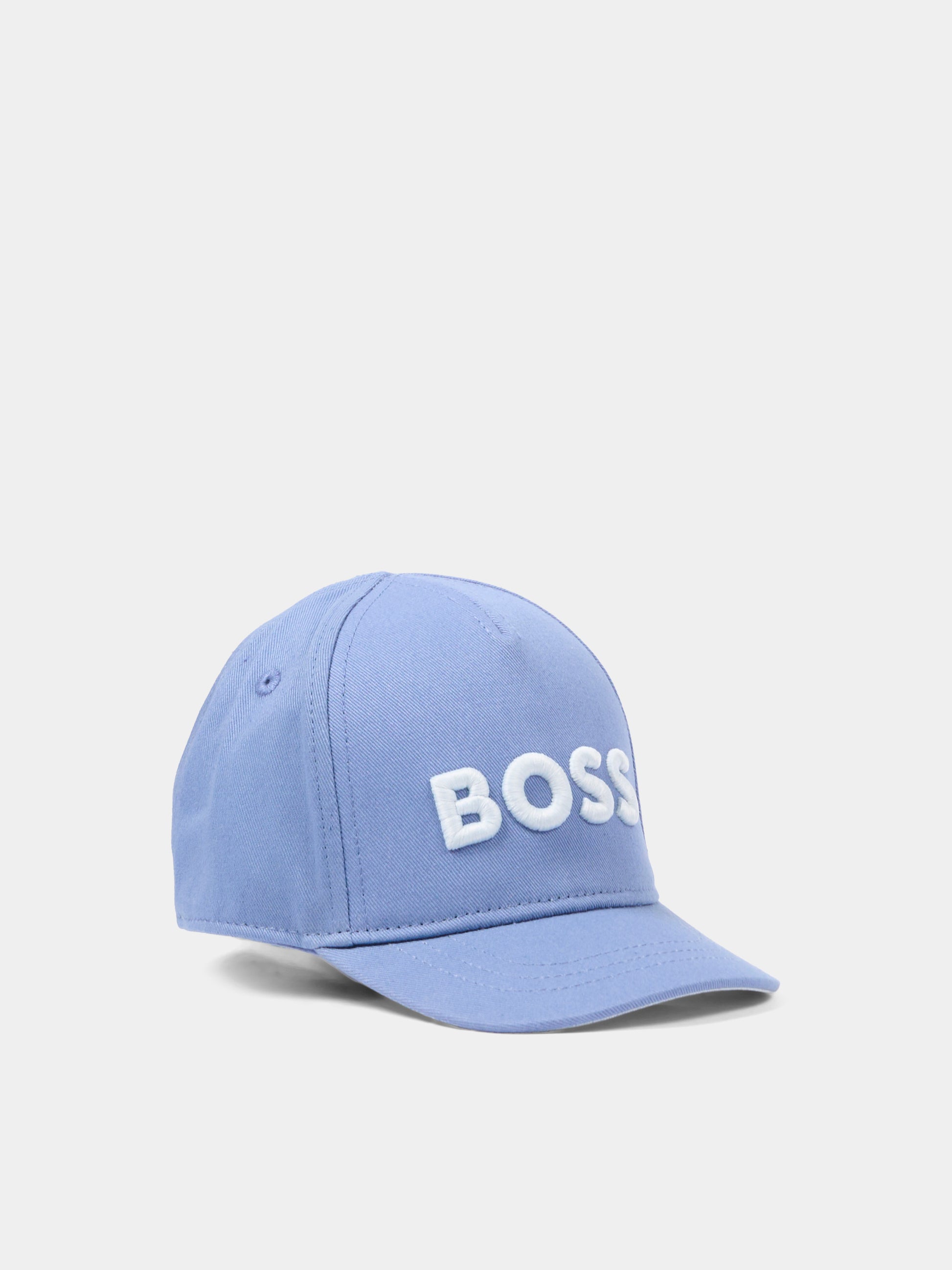 Cappello celeste per neonato con logo,Boss,J53142 881