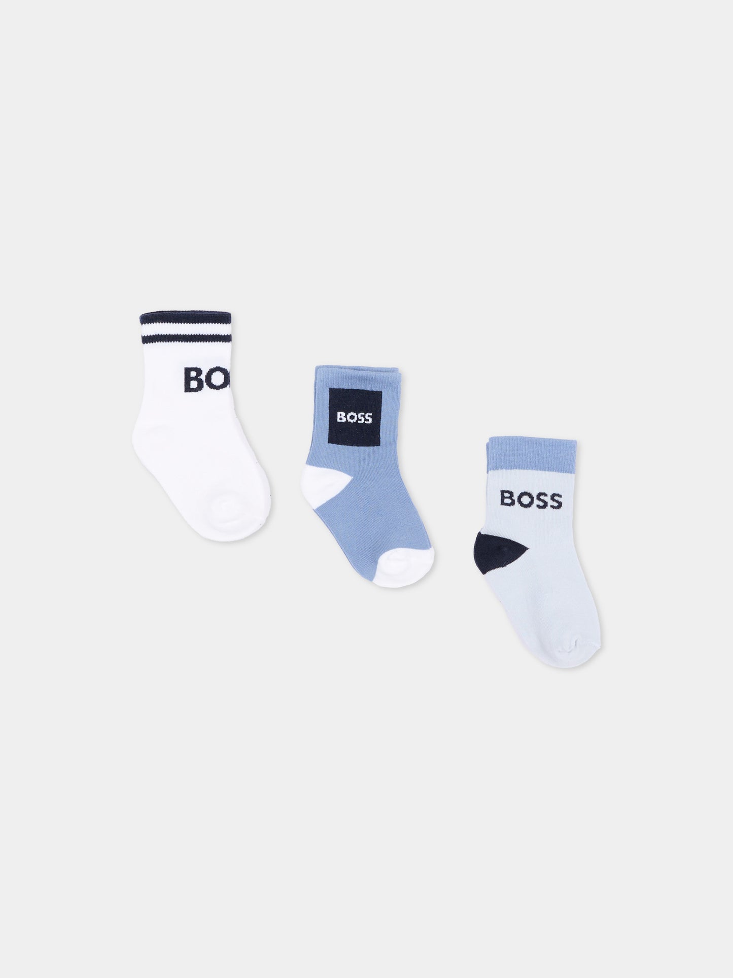 Calzino multicolor per neonato con logo,Boss,J53146 10P