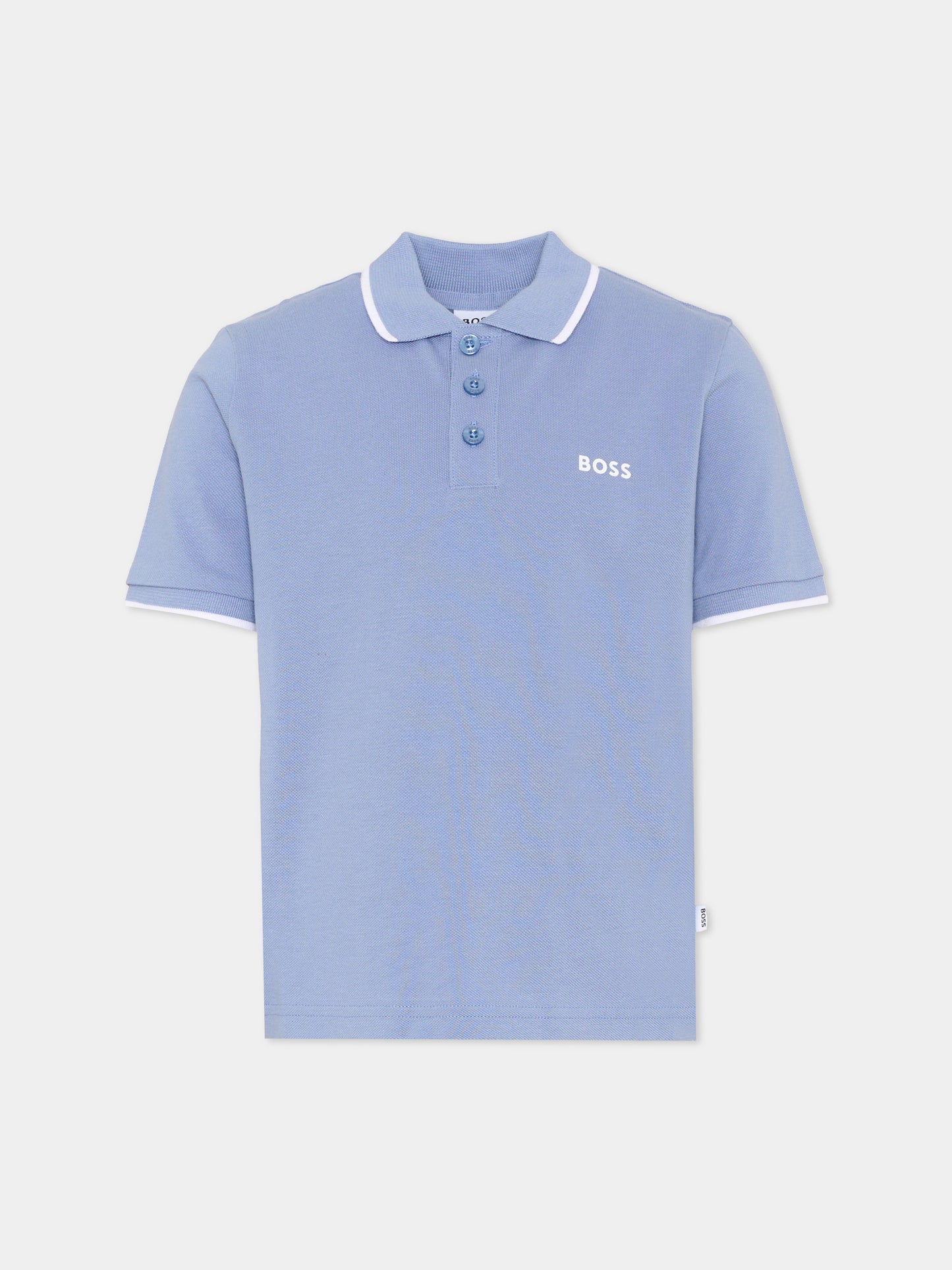 Polo celeste per bambino con logo,Boss,J53169 881
