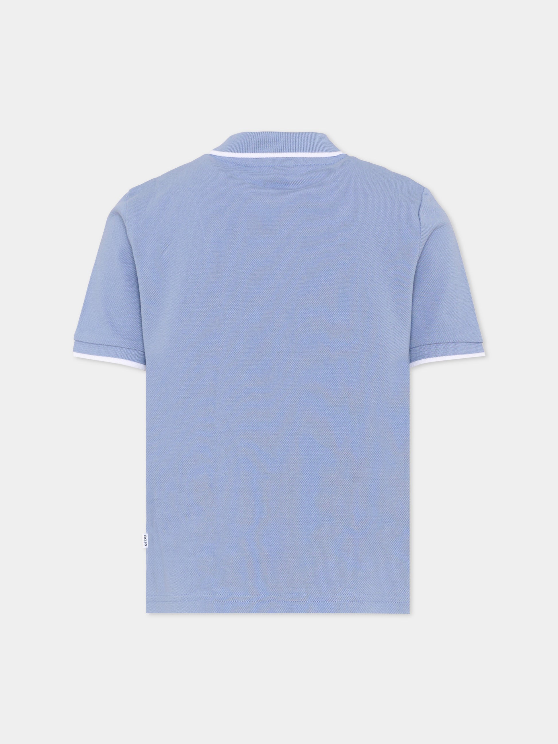 Polo celeste per bambino con logo,Boss,J53169 881
