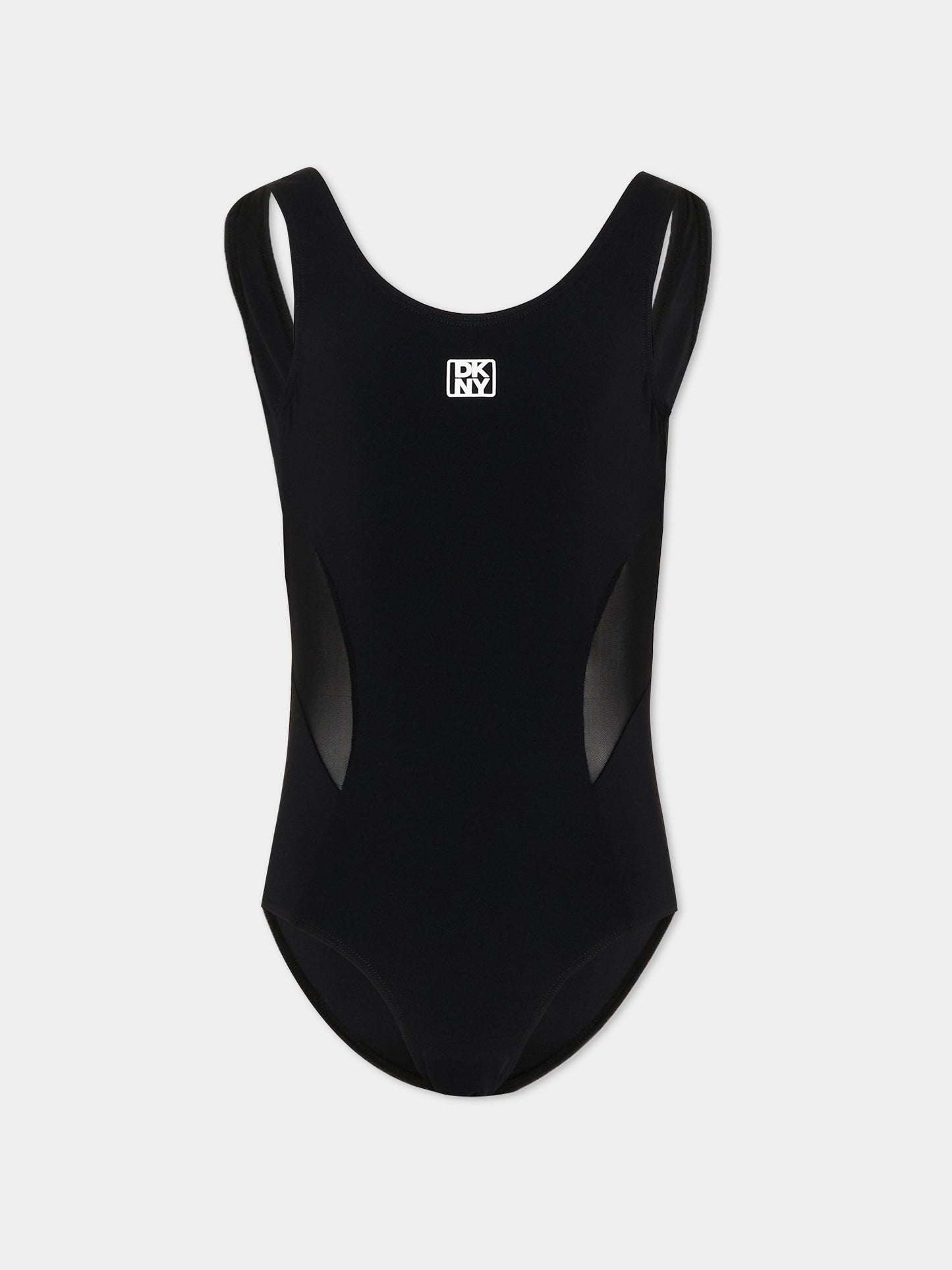 Costume intero nero per bambina con logo,Dkny,D62564 09B