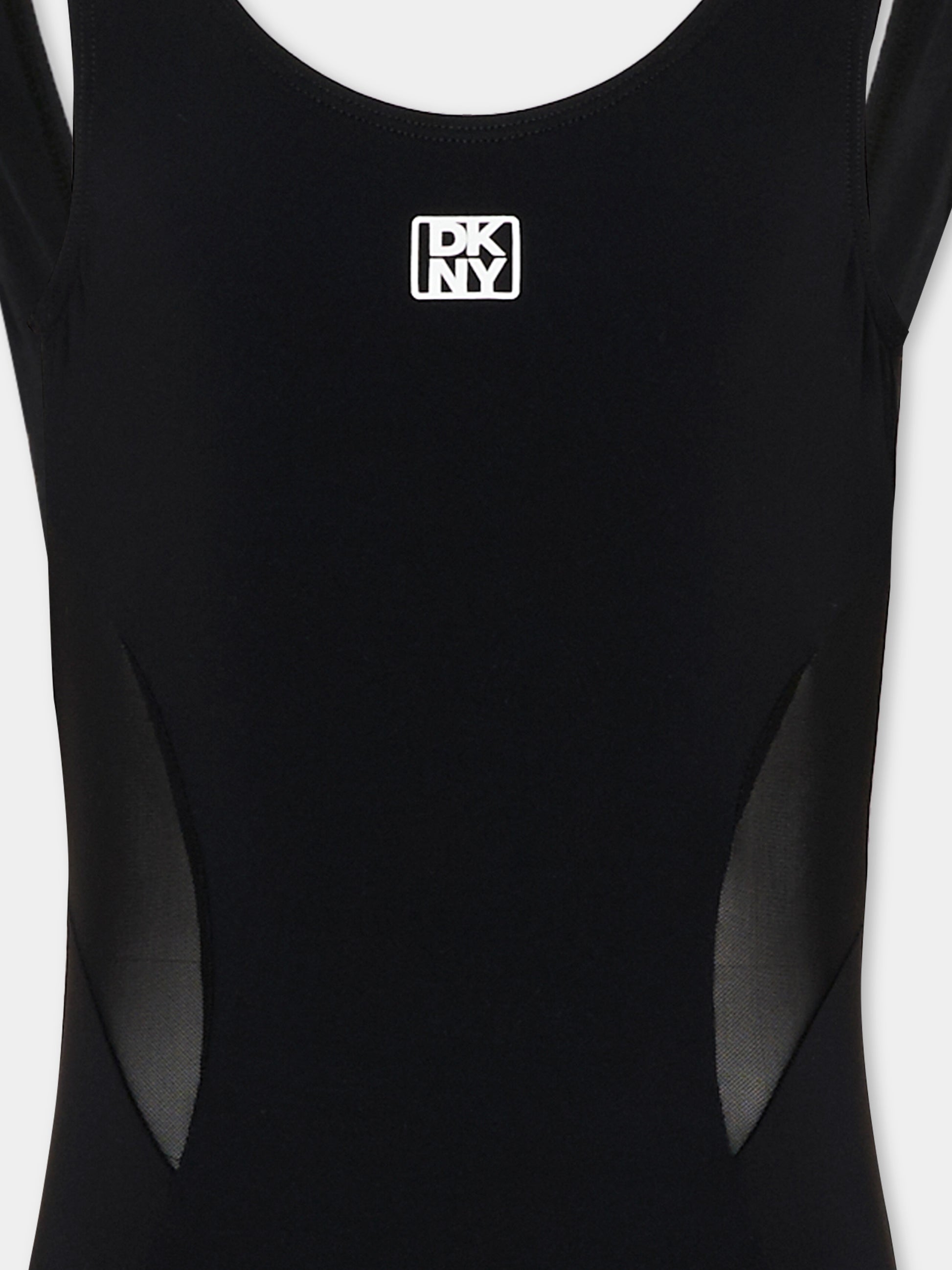 Costume intero nero per bambina con logo,Dkny,D62564 09B