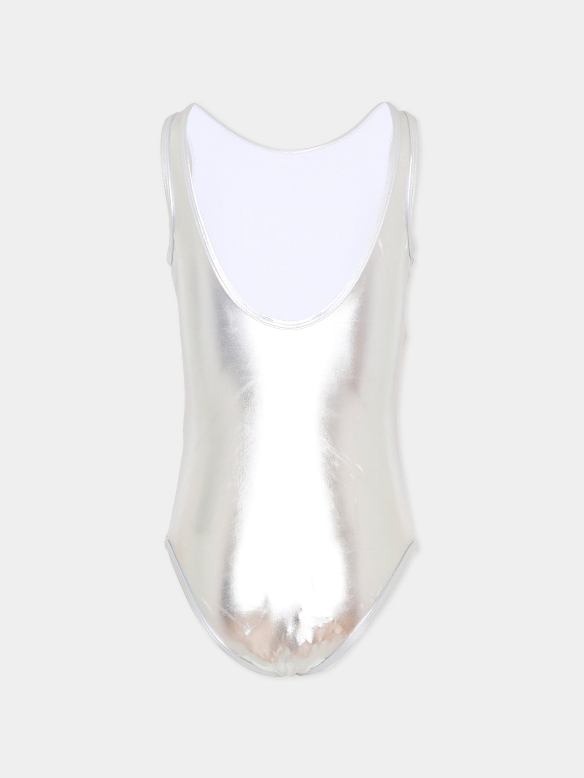 Costume intero argento per bambina con logo,Dkny,D62565 016