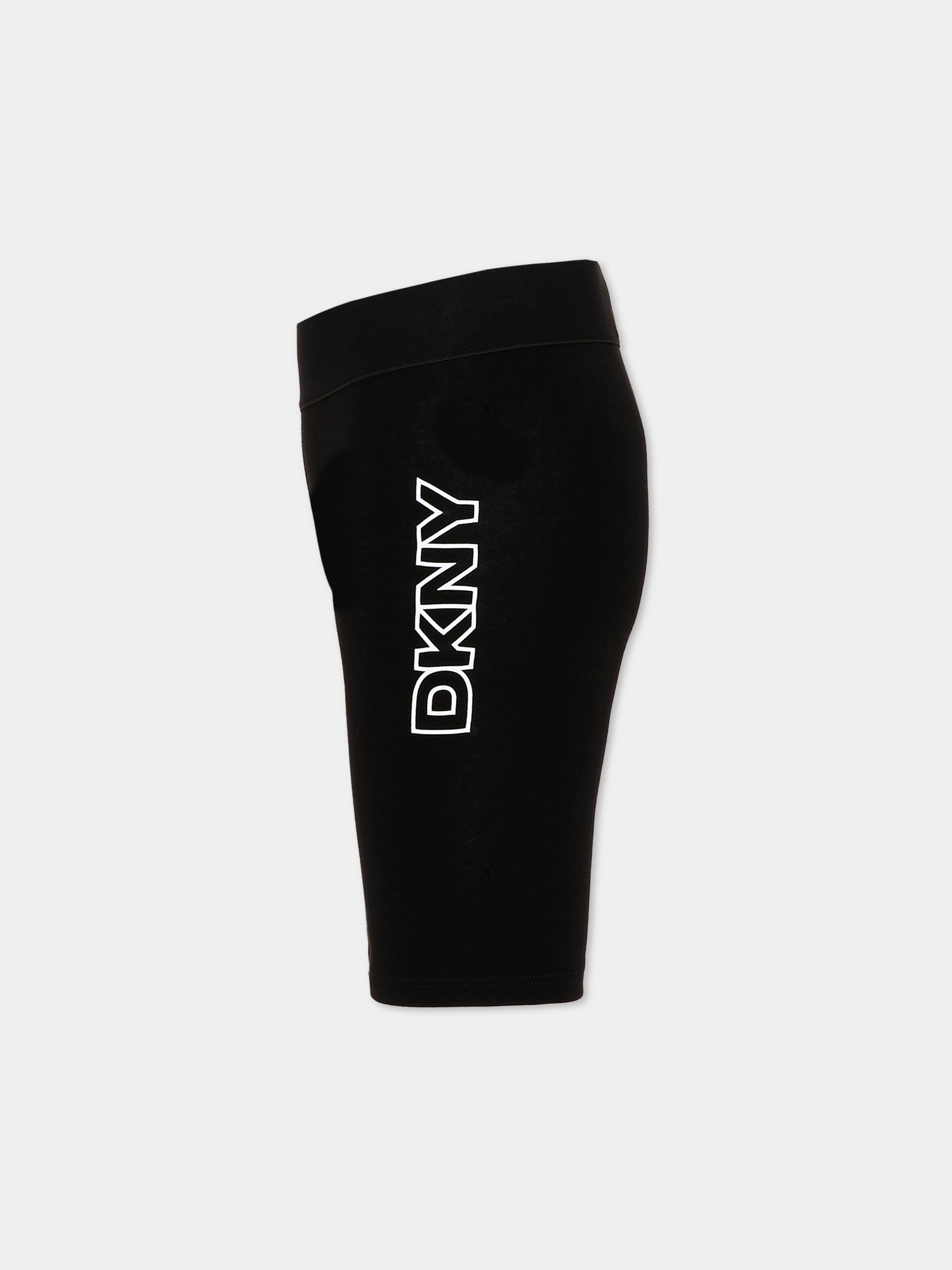Shorts sportivi neri per bambina con logo,Dkny,D62576 09B