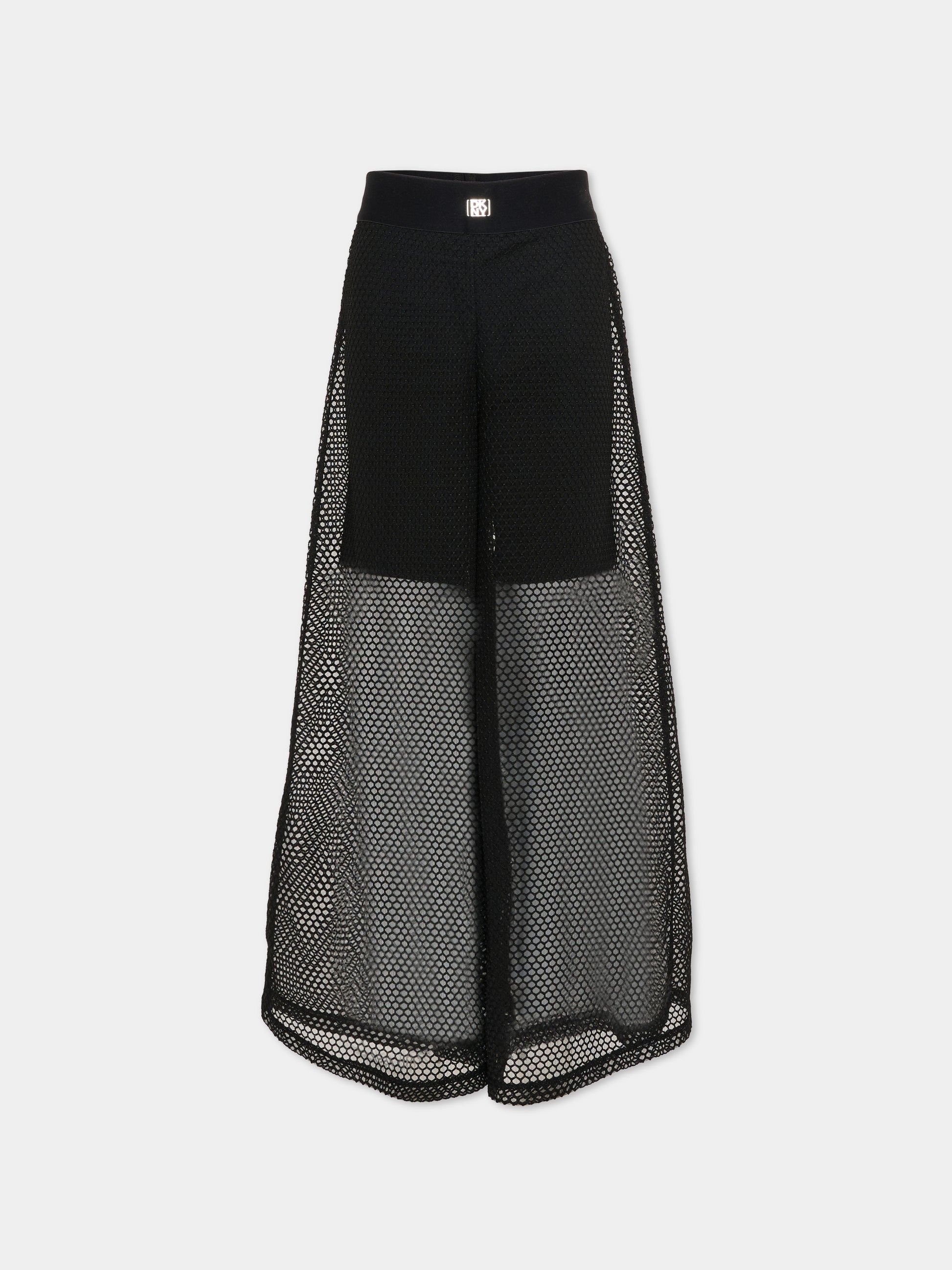 Pantaloni neri per bambina con logo,Dkny,D62580 09B