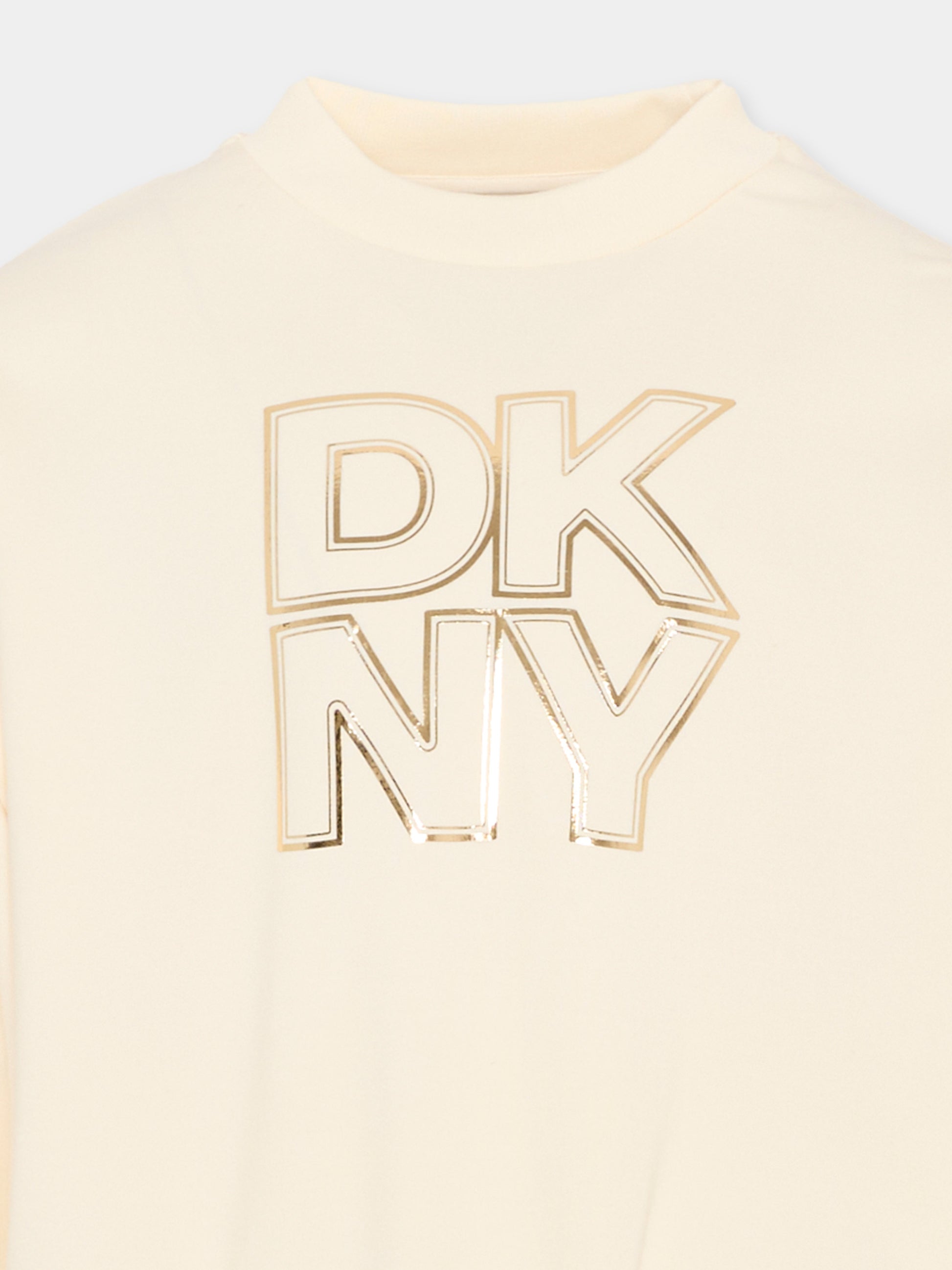Felpa gialla per bambina con logo,Dkny,D62615 519