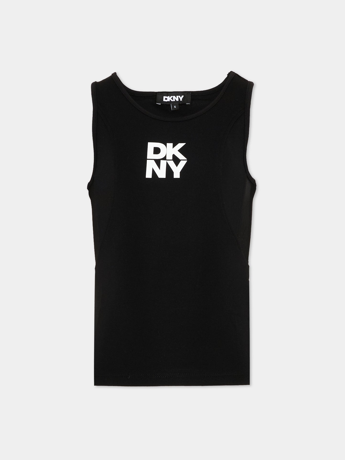 Canotta nero per bambina con logo,Dkny,D62616 09B