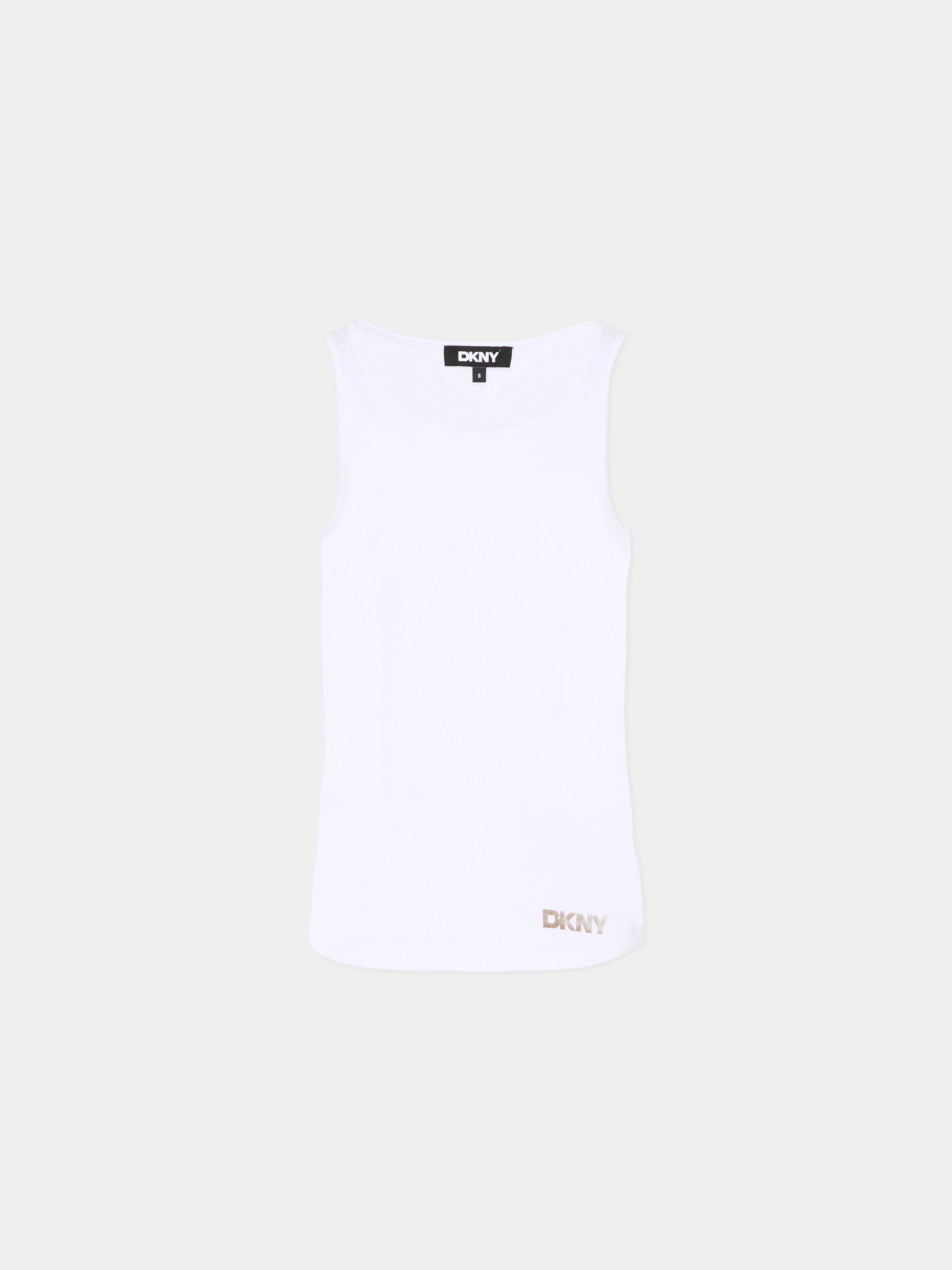 Top argento per bambina traforato con paillettes,Dkny,D62618 016