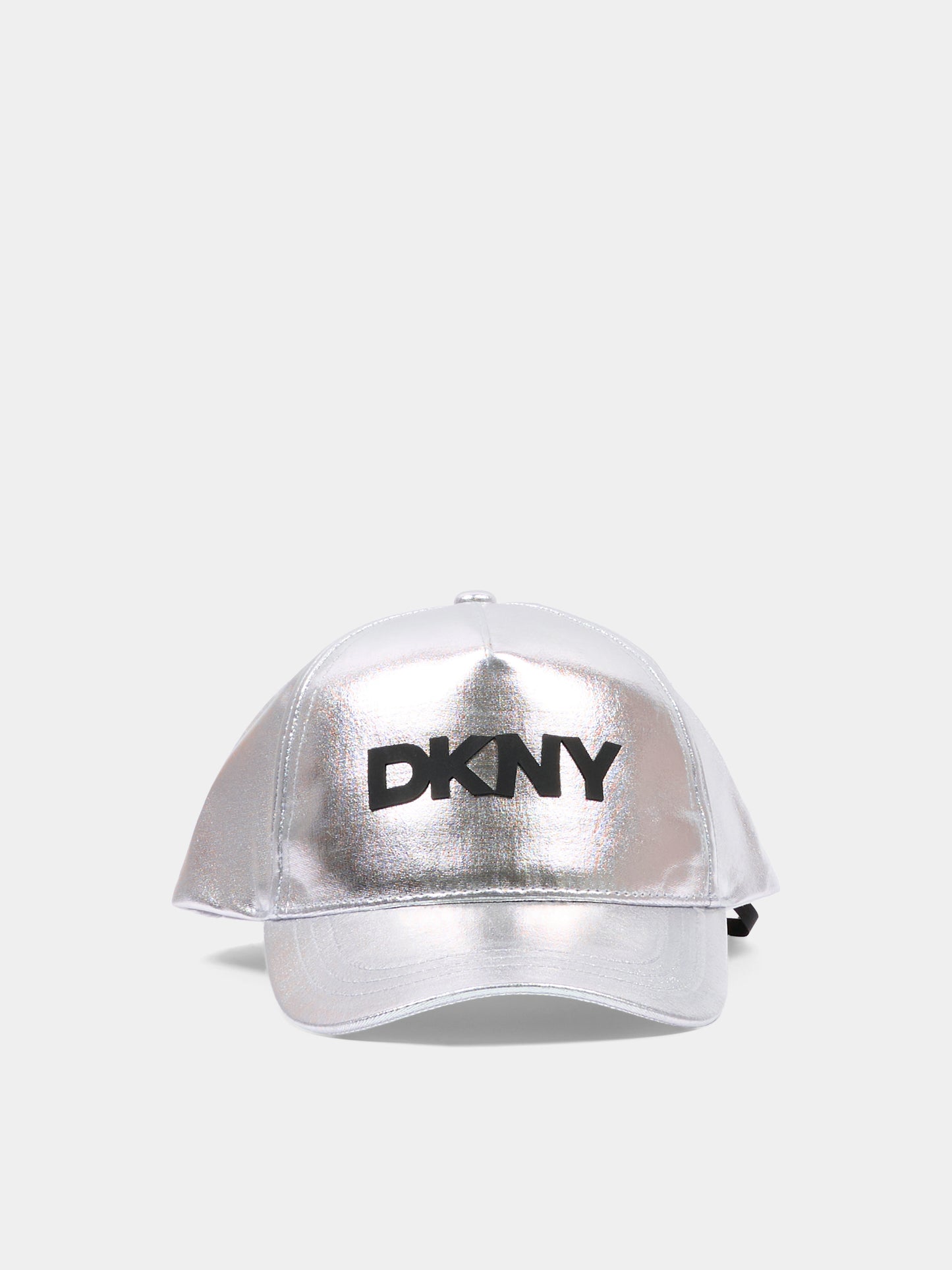Cappello con visiera argento per bambina logo,Dkny,D62644 016