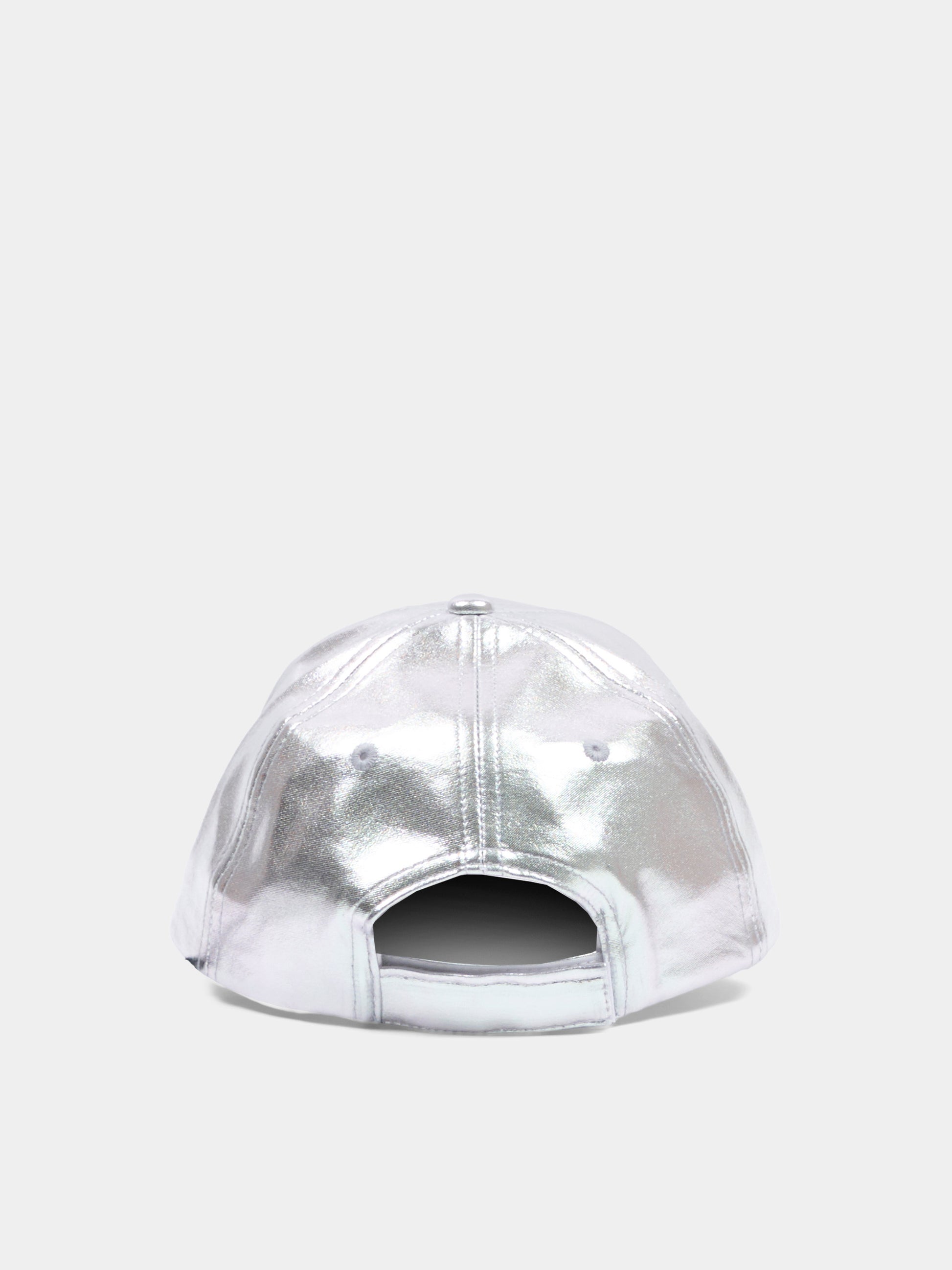 Cappello con visiera argento per bambina logo,Dkny,D62644 016