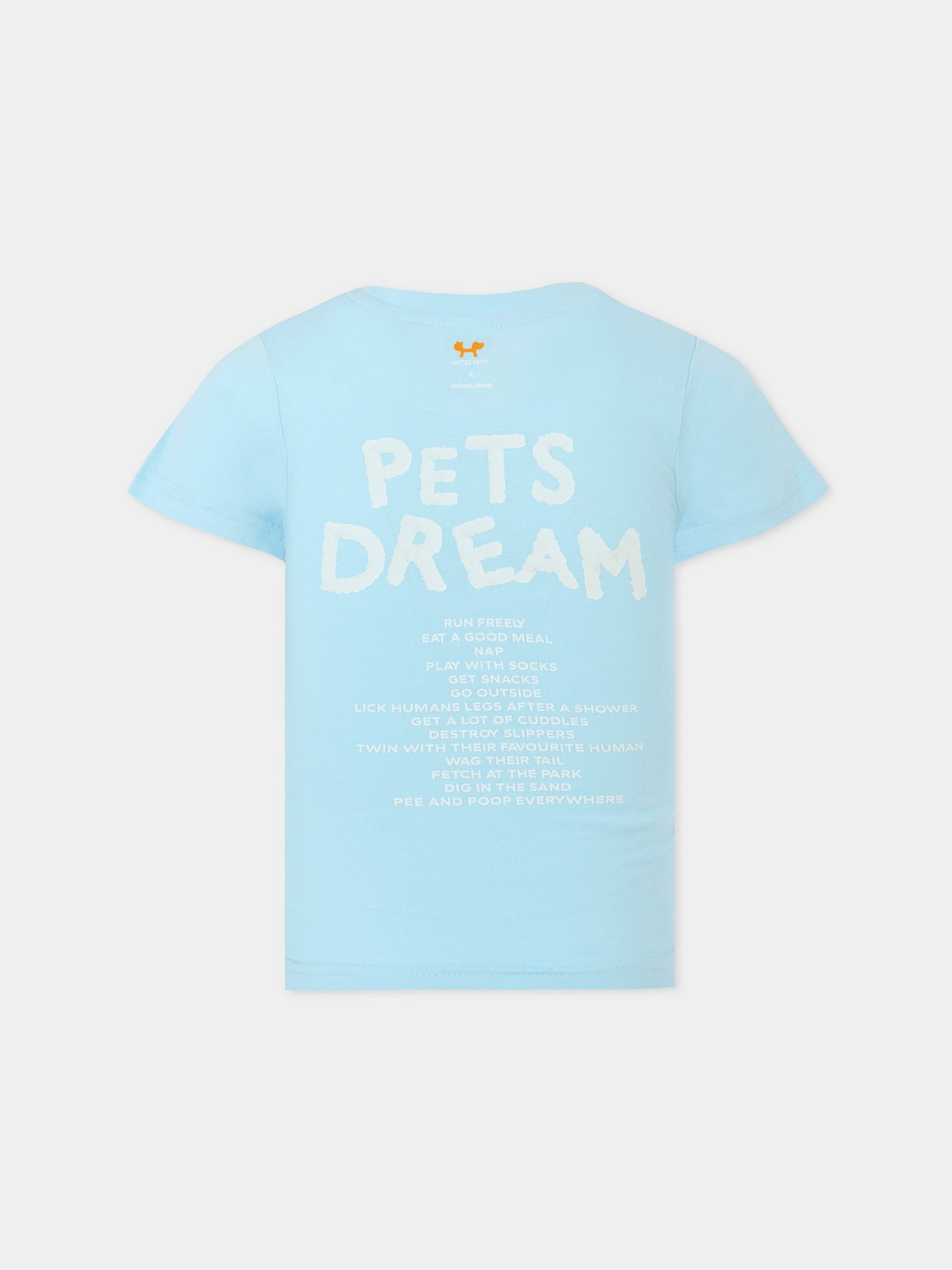 T-shirt celeste per bambini Pets Dream,United Pets X Coccolebimbi,T-SHIRT CELESTE PER BAMBINI PETS DREAM