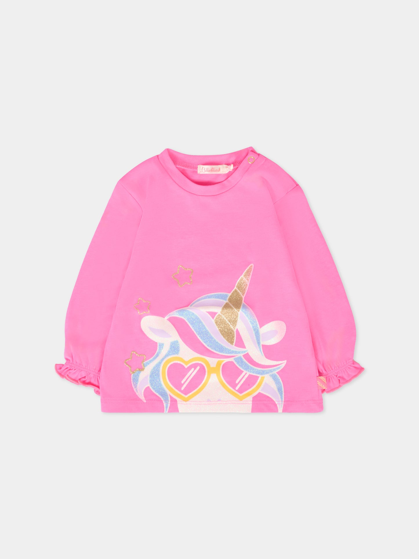 T-shirt fucsia per neonata con unicorno,Billieblush,U20406 473
