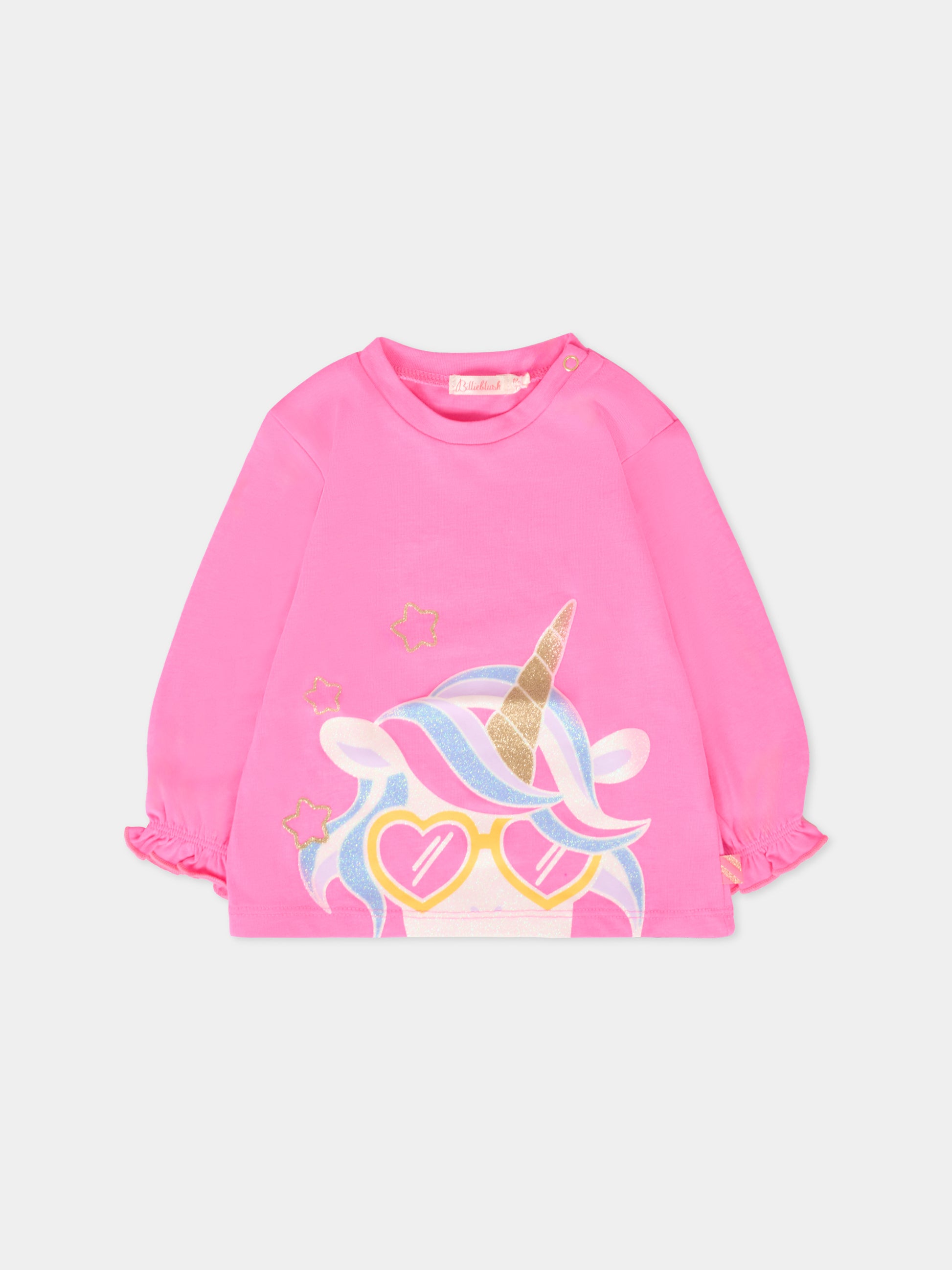 T-shirt fucsia per neonata con unicorno,Billieblush,U20406 473