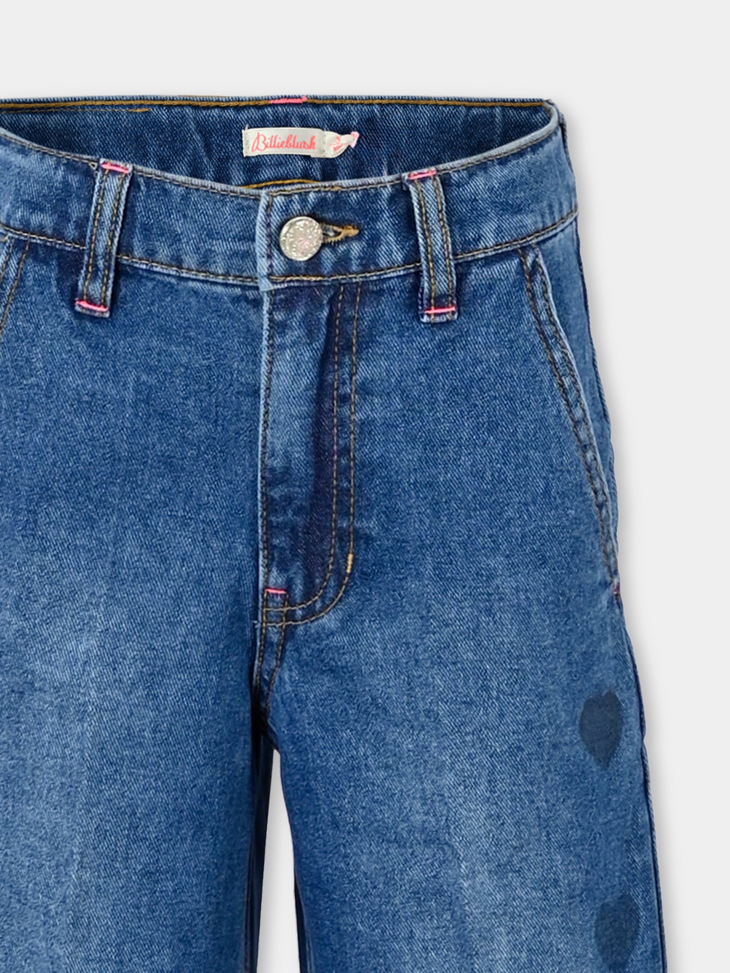 Jeans denim per bambina con cuori,Billieblush,U20450 Z18