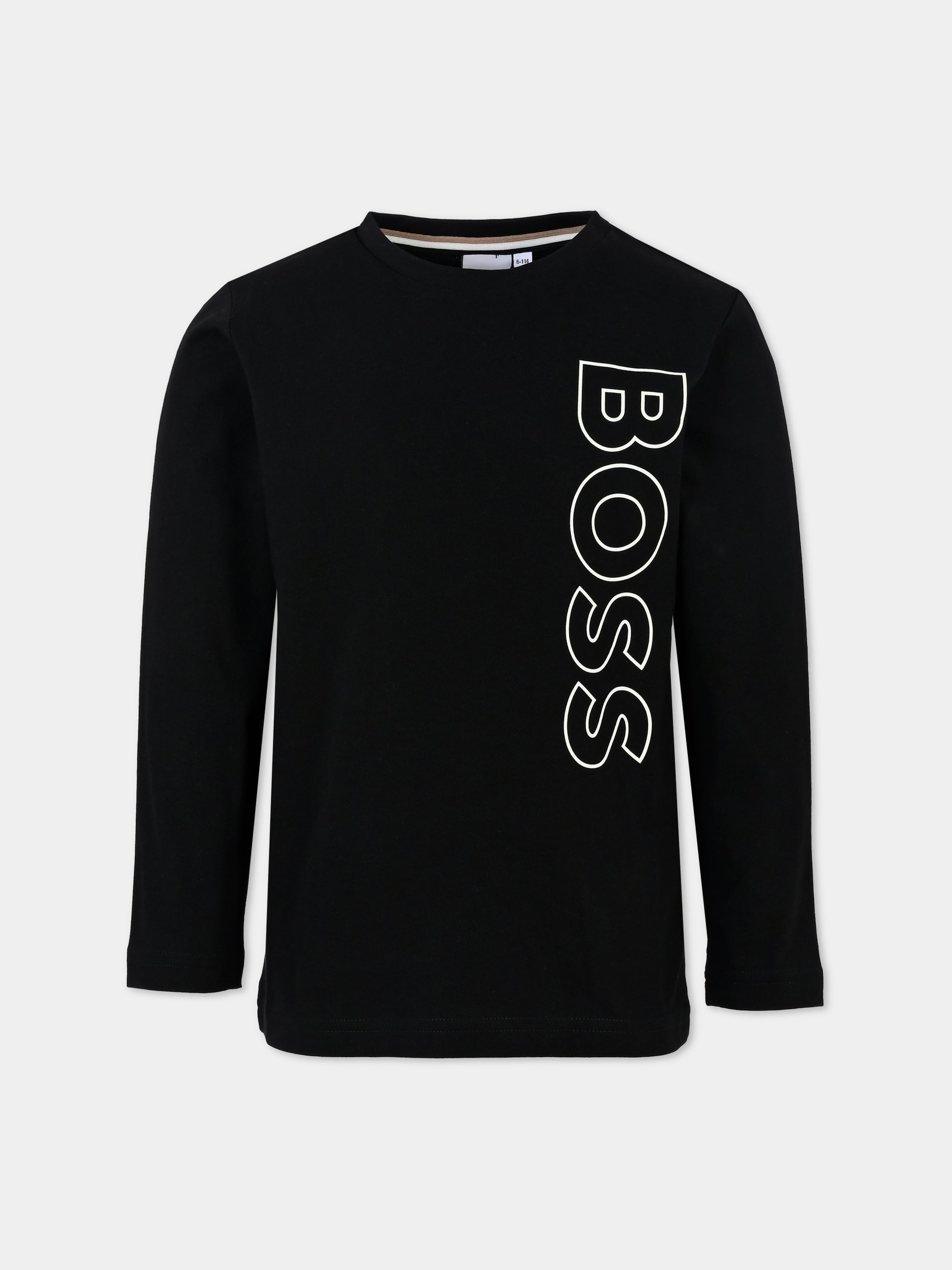 T-shirt nera per neonato con logo,Boss,J51208 09B